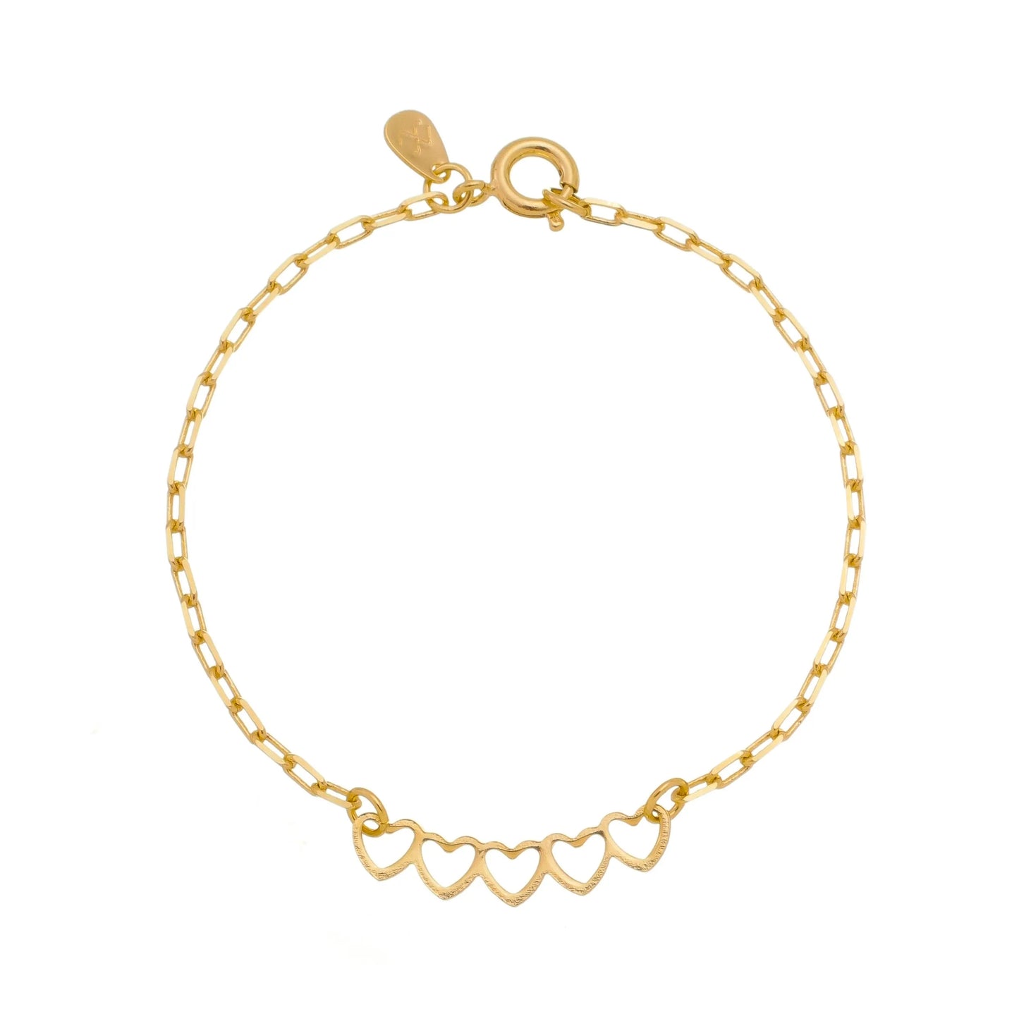 Pulseira infantil com corações banhada a ouro 18k - Biju & Cia.
