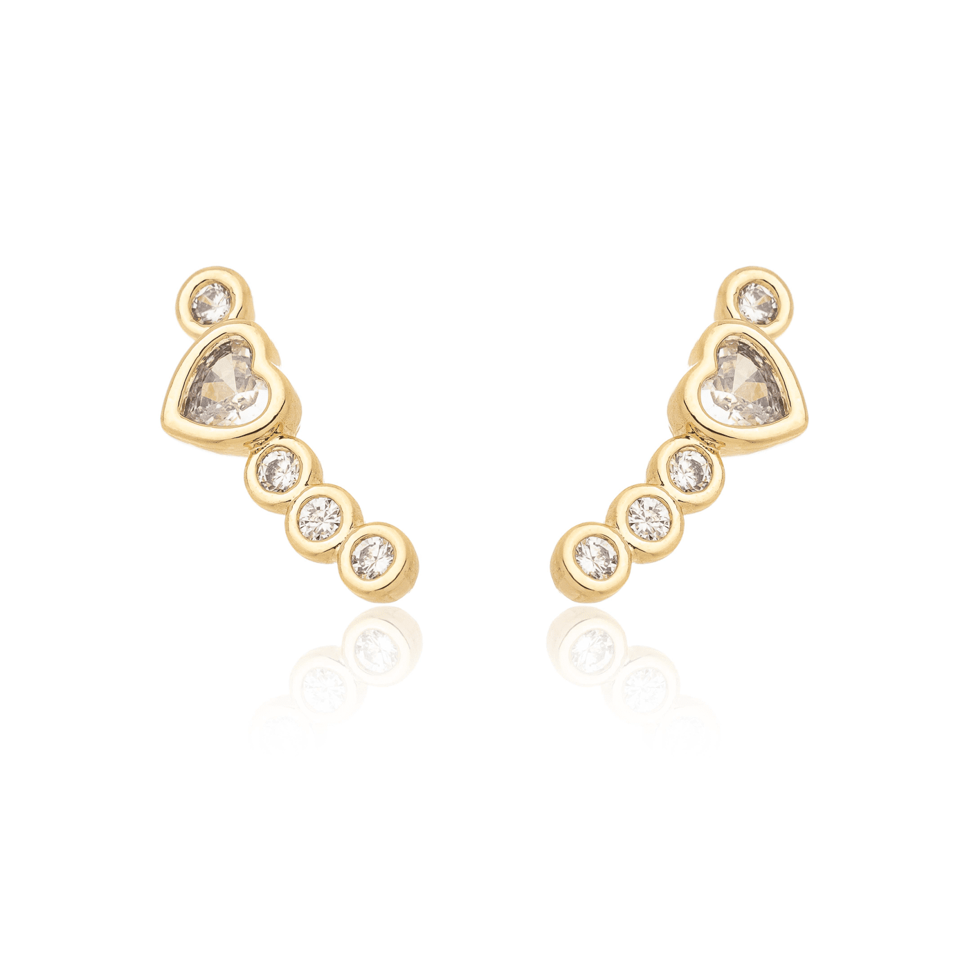 Brinco de corações de zircônia banhado a ouro 18k - Biju & Cia.
