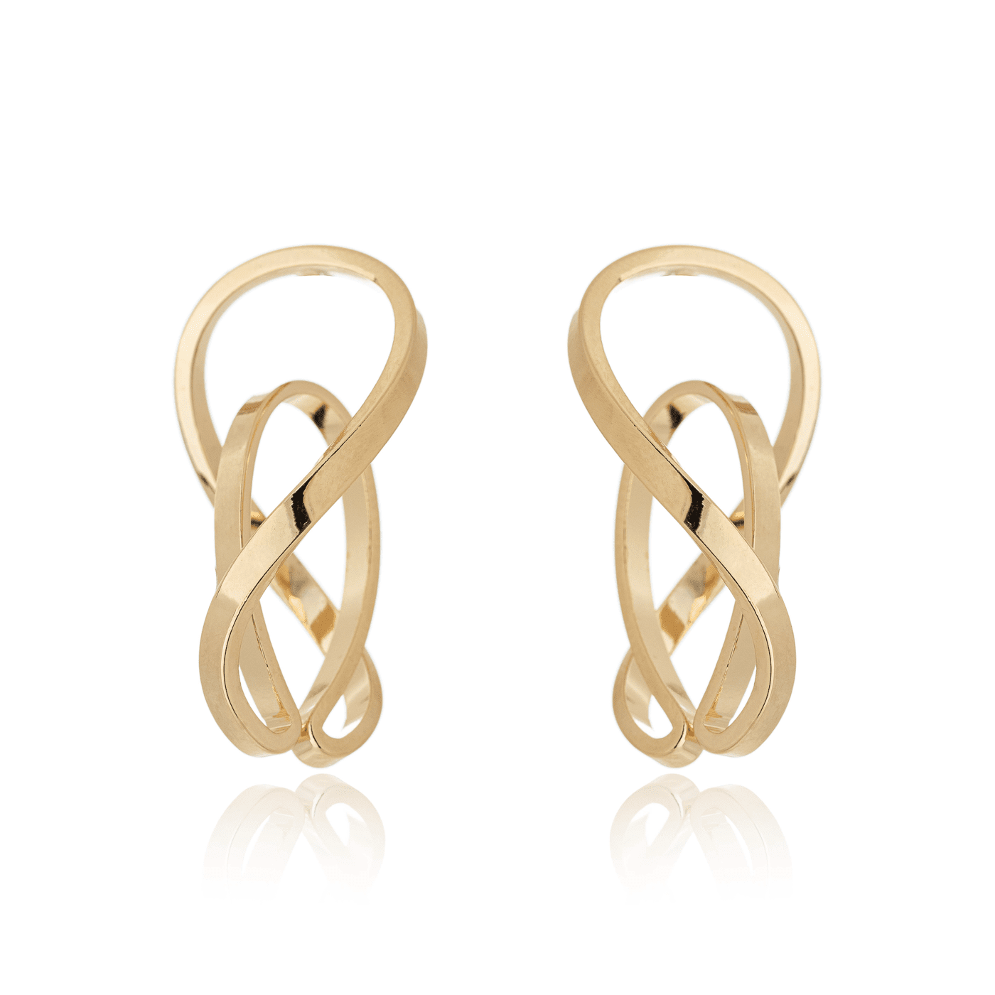 Brinco oval de fio entrelaçado banhado a ouro 18k - Biju & Cia.