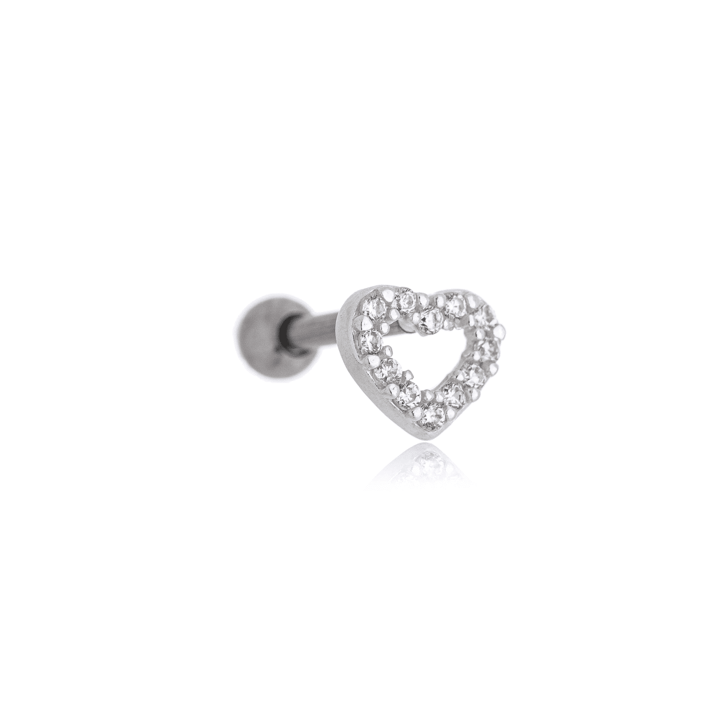 Piercing coração com zircônias em prata 925 - Biju & Cia.