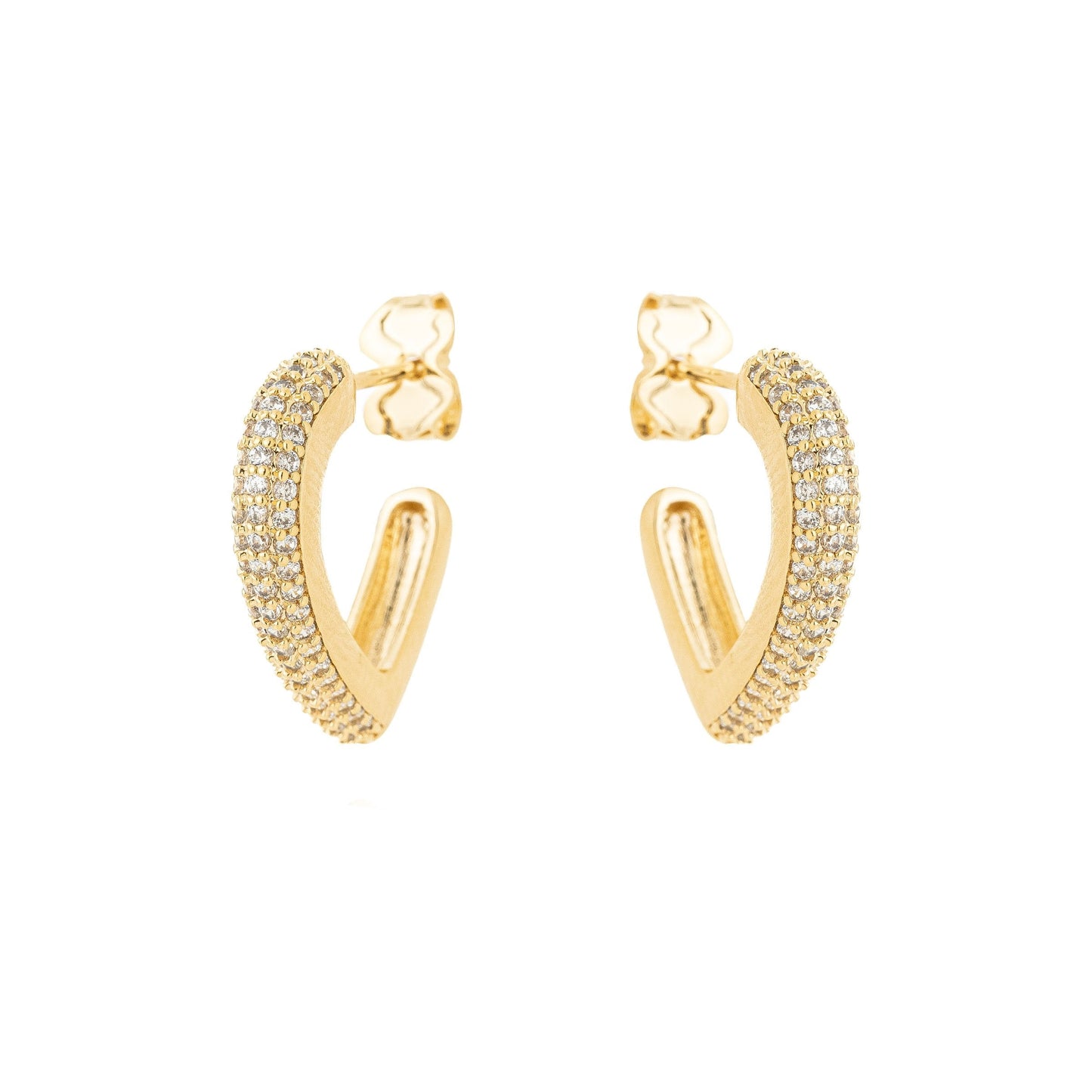 Argola coração com zircônias banhado a ouro 18k - Biju & Cia.