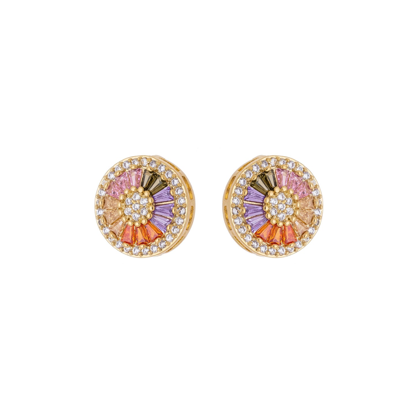 Brinco em formato de pizza com zircônias banhado a ouro 18k - Biju & Cia.