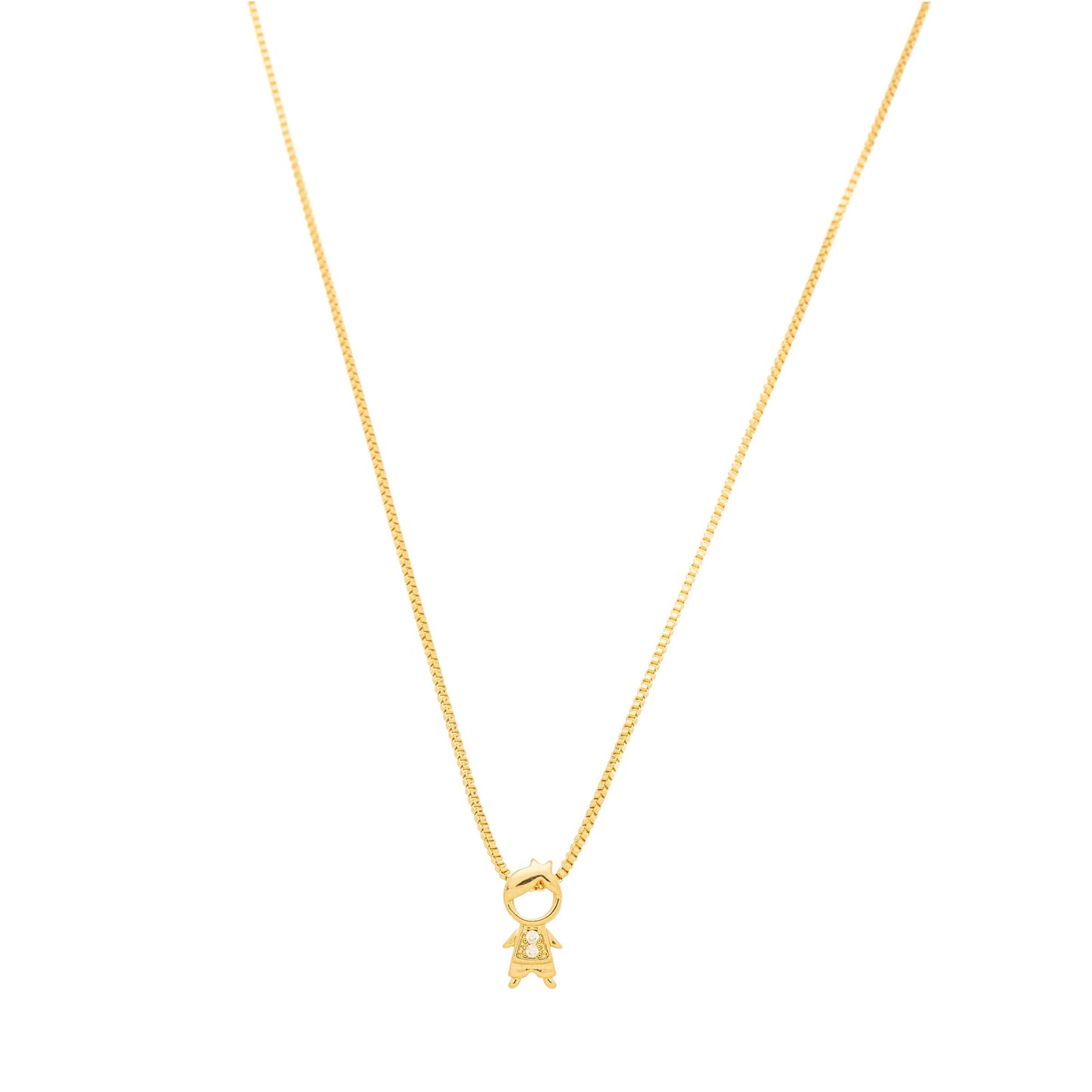 Gargantilha com pingente de menino com zircônias banhada a ouro 18k - Biju & Cia.