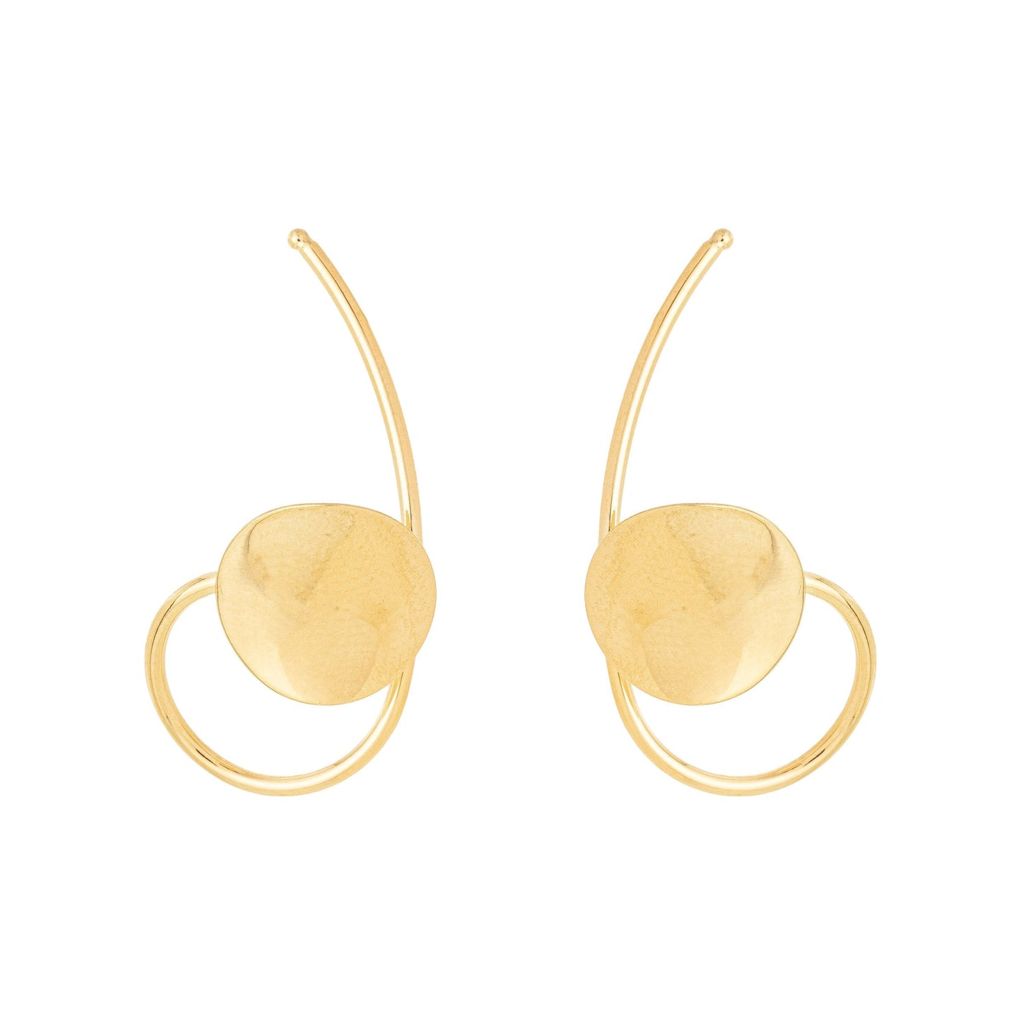 Brinco fio com chapa banhado a ouro 18k - Biju & Cia.