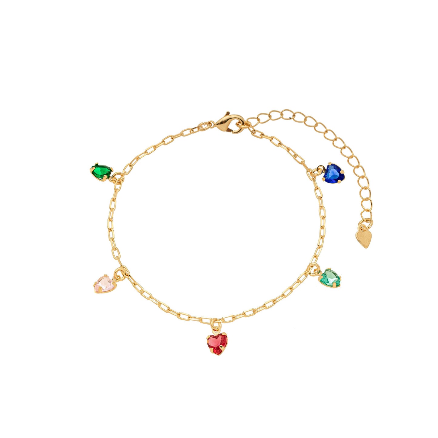 Pulseira corações coloridos banhada a ouro 18k - Biju & Cia.