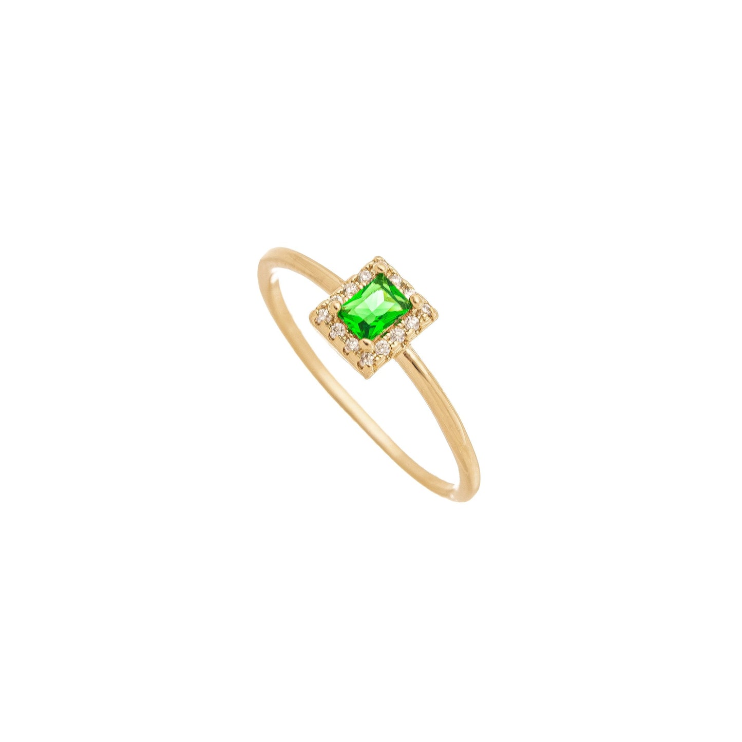 Anel quadrado com pedras banhado a ouro 18k - Biju & Cia.