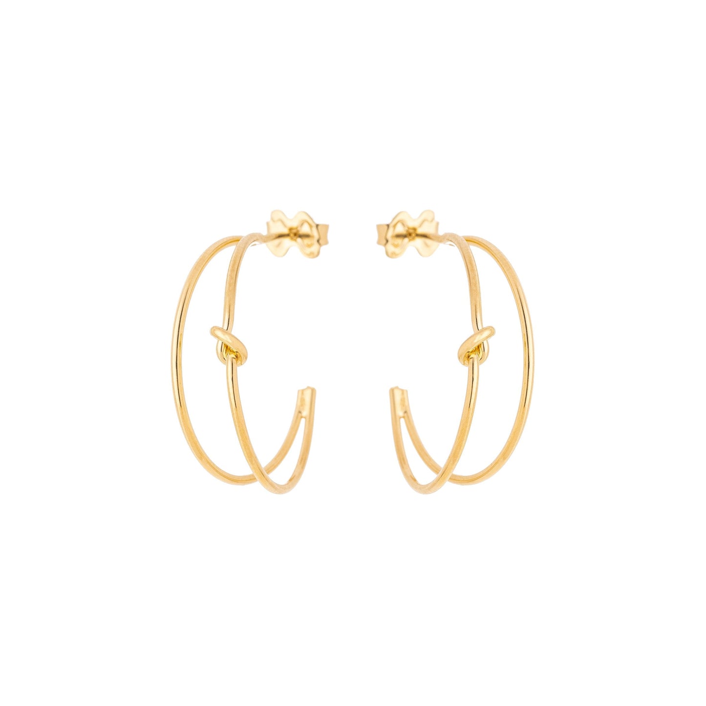 Argola dupla com nó banhada a ouro 18k - Biju & Cia.