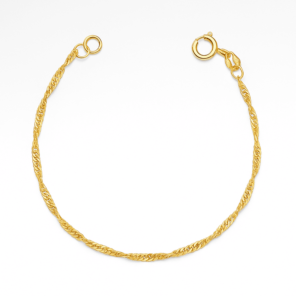 Pulseira singapura infantil banhada a ouro 18k