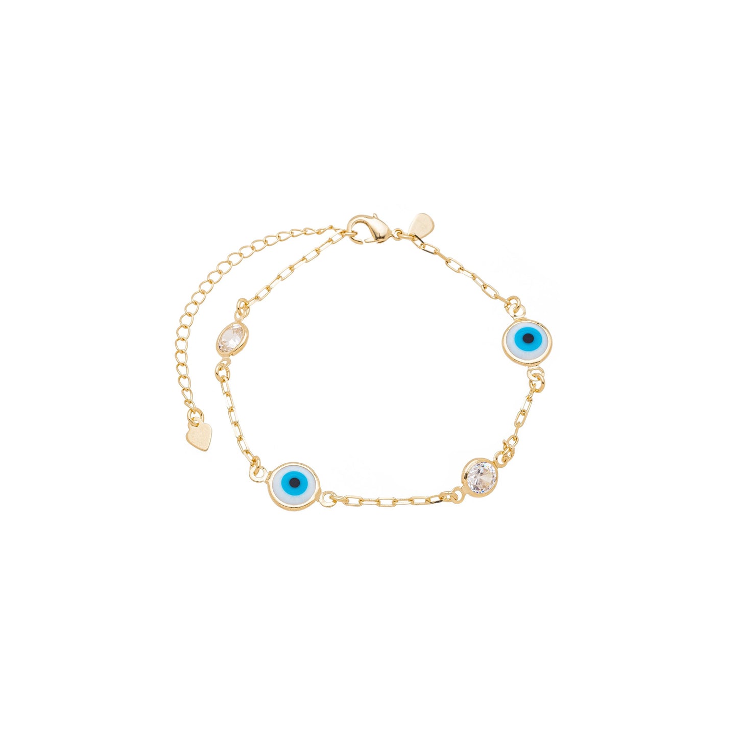 Pulseira de olho grego e zircônias banhada a ouro 18k - Biju & Cia.