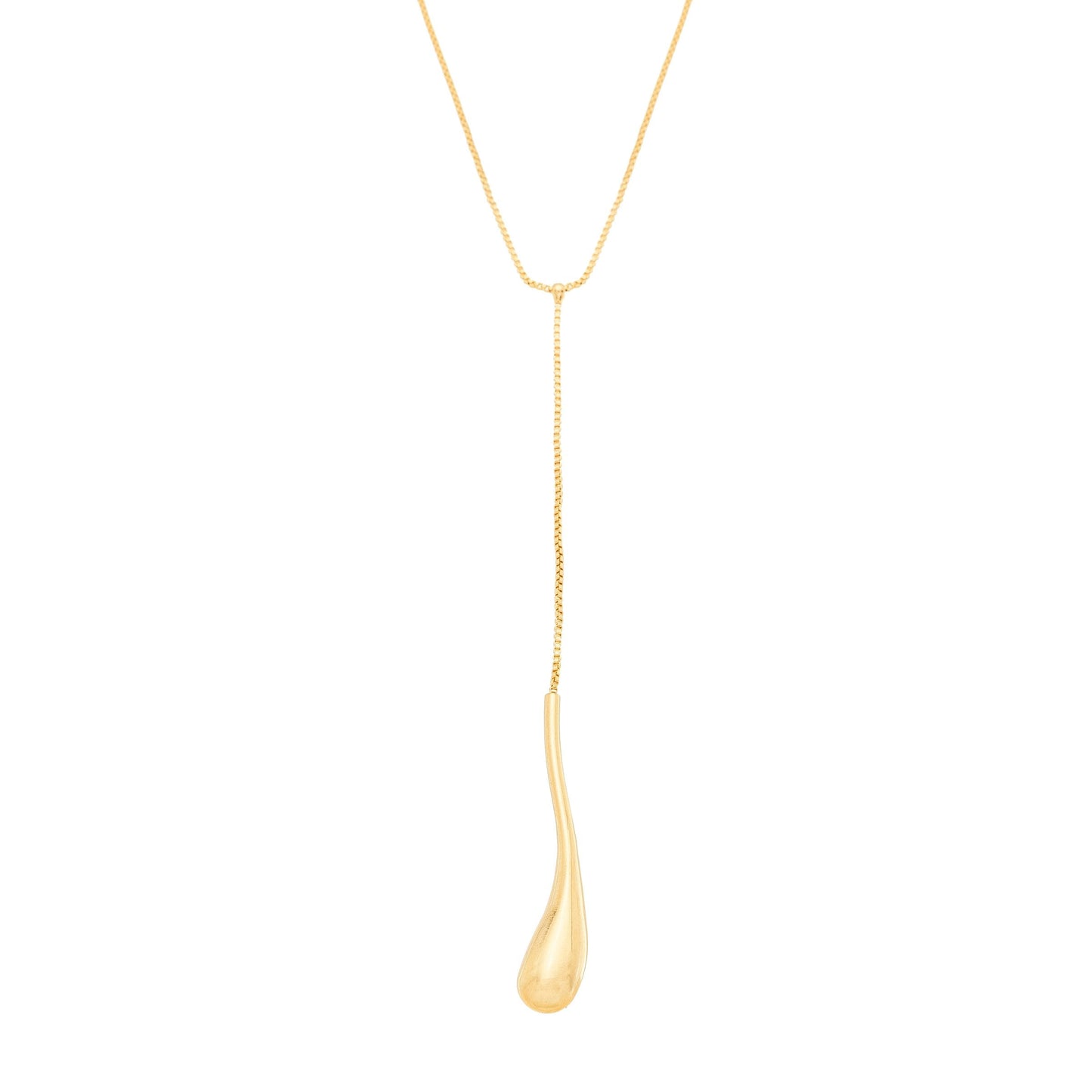 Colar de gravata com pingente de gota banhado a ouro 18k - Biju & Cia.