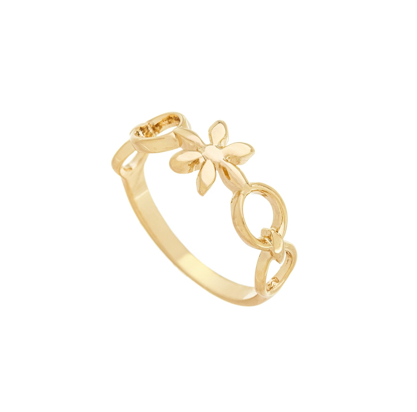 Anel com flor banhado a ouro 18k - Biju & Cia.