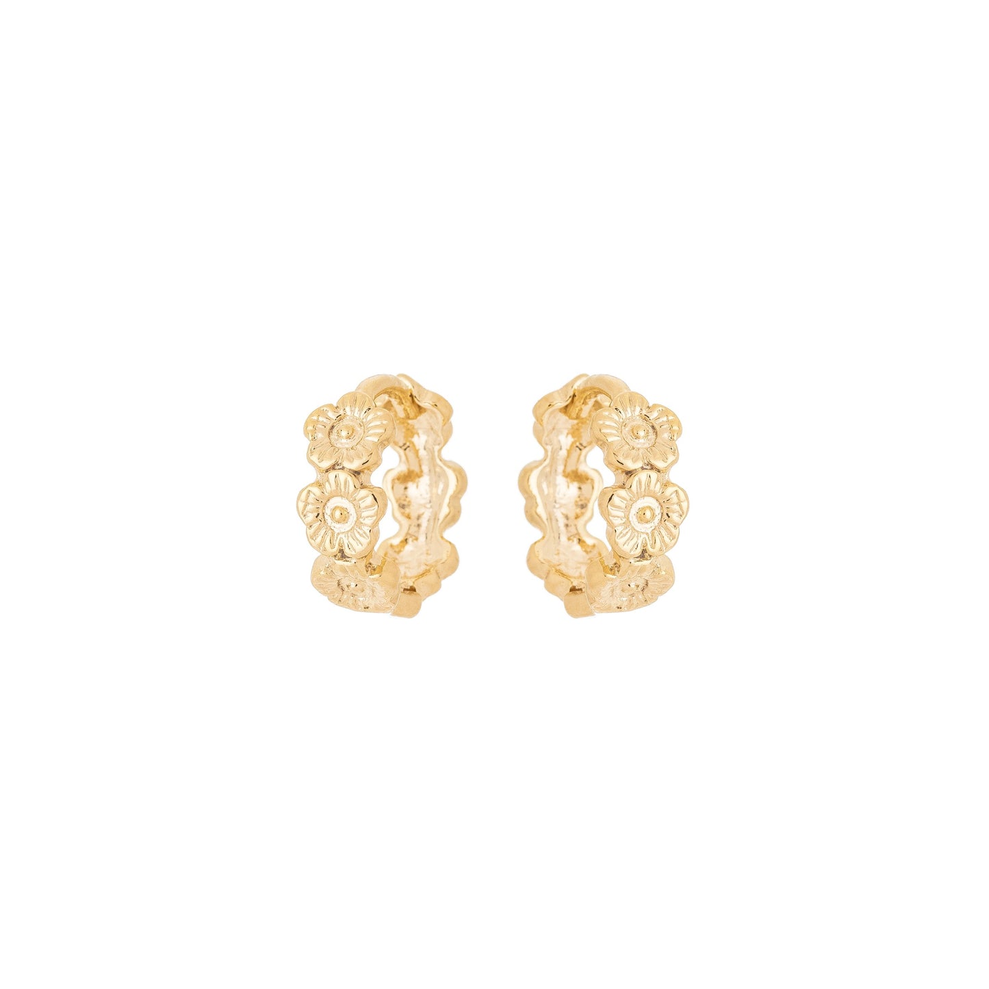 Argola articulada com flor banhada a ouro 18k - Biju & Cia.