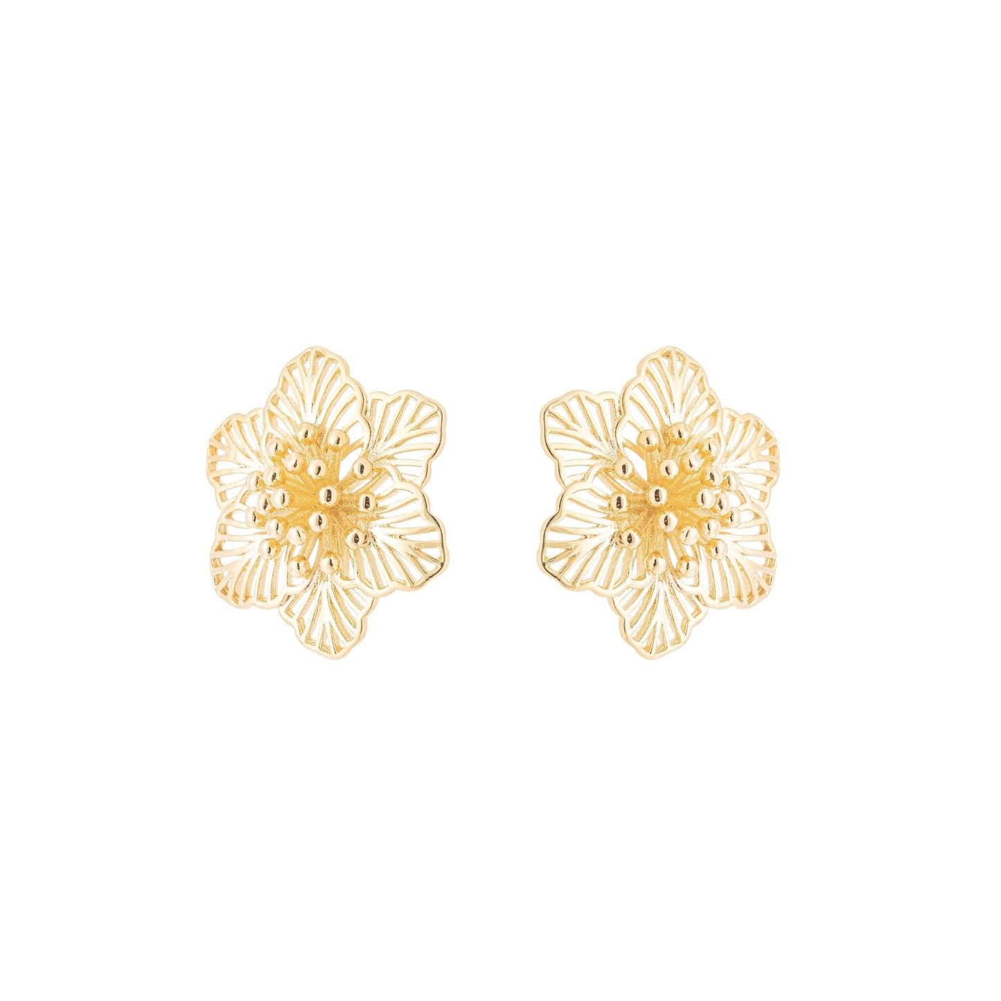 Brinco flor banhado a ouro 18k - Biju & Cia.