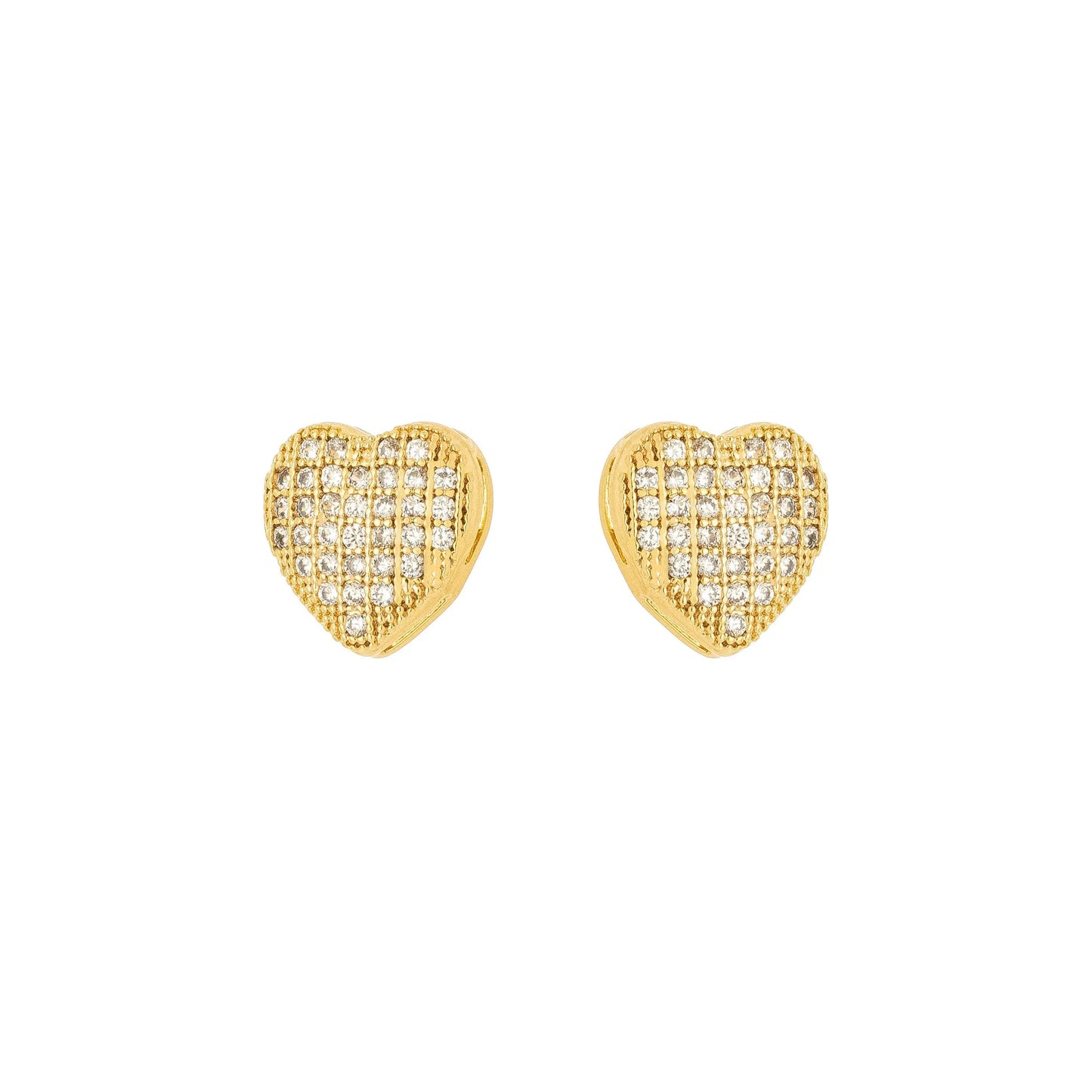 Brinco coração cravejado banhado a ouro 18k - Biju & Cia.