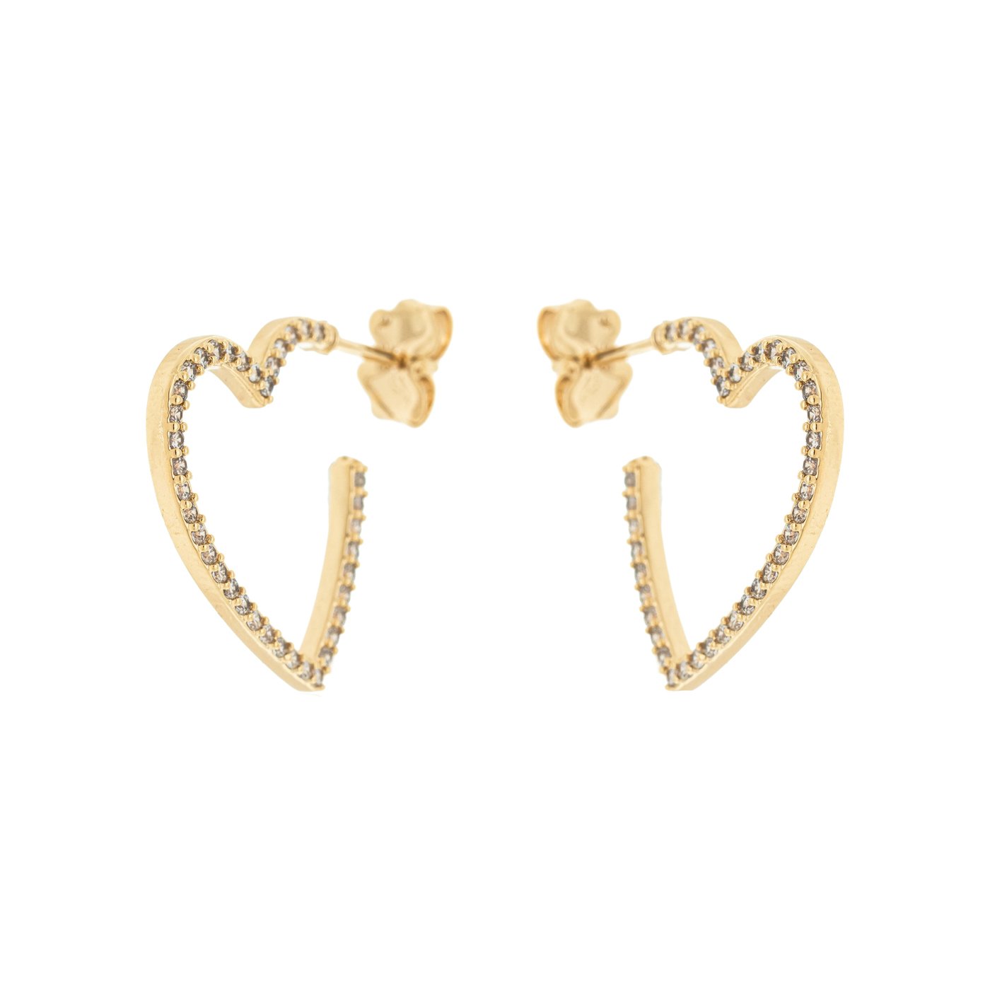 Argola coração com zircônias banhada a ouro 18k - Biju & Cia.