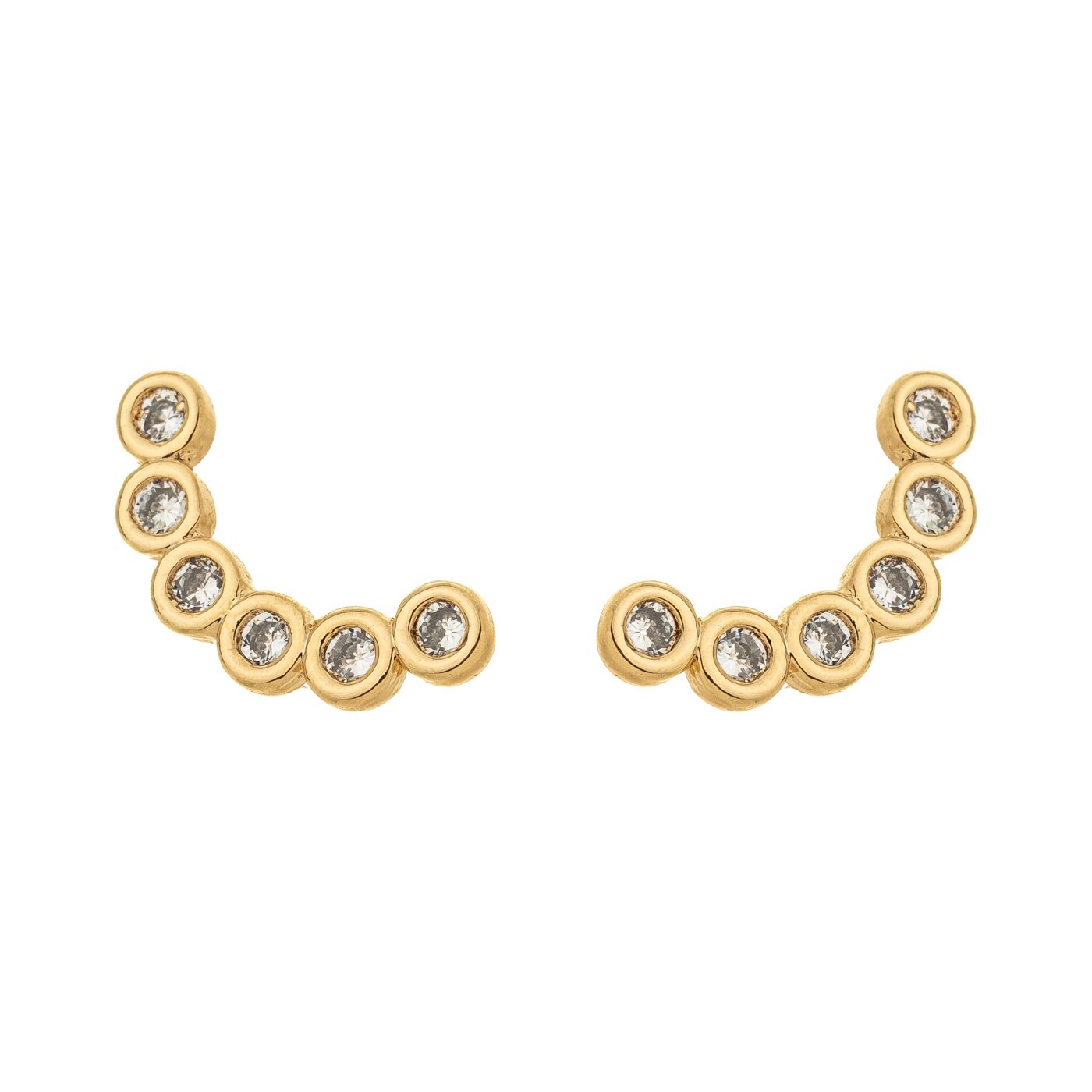 Brinco earcuff com zircônias banhado a ouro 18k - Biju & Cia.