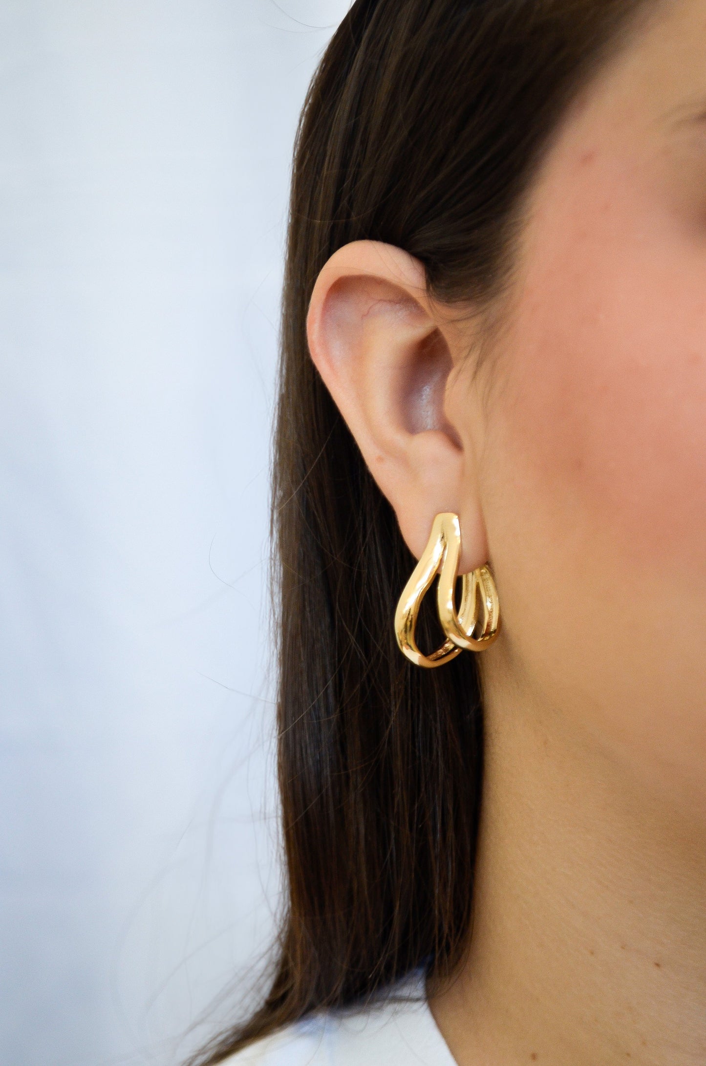 Argola dois fios banhada a ouro 18k - Biju & Cia.