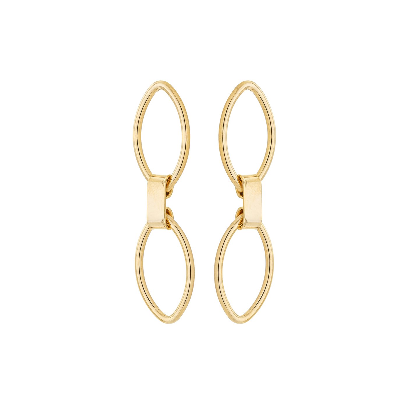 Brinco navetes banhado a ouro 18k