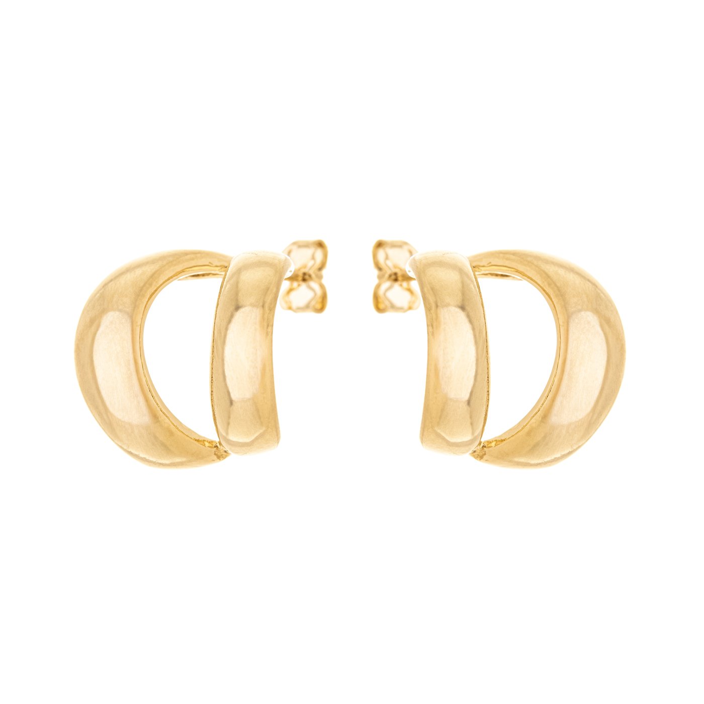 Argola dupla lisa banhada a ouro 18k