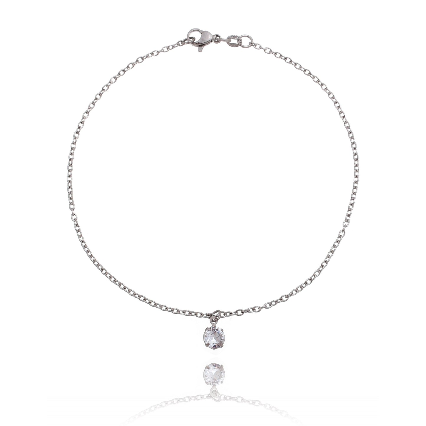 Tornozeleira com strass em aço inox