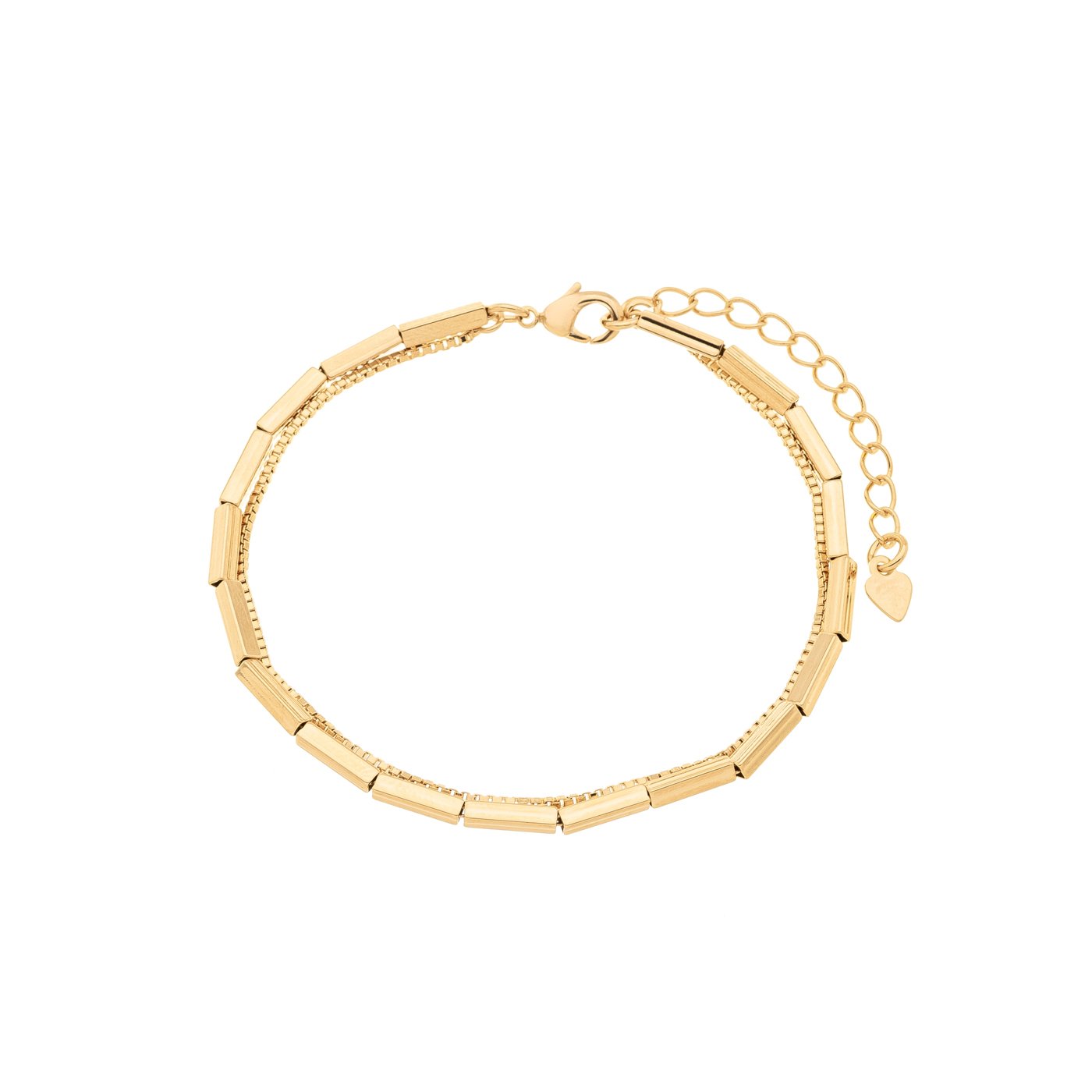 Pulseira dupla com canutilhos banhada a ouro 18k