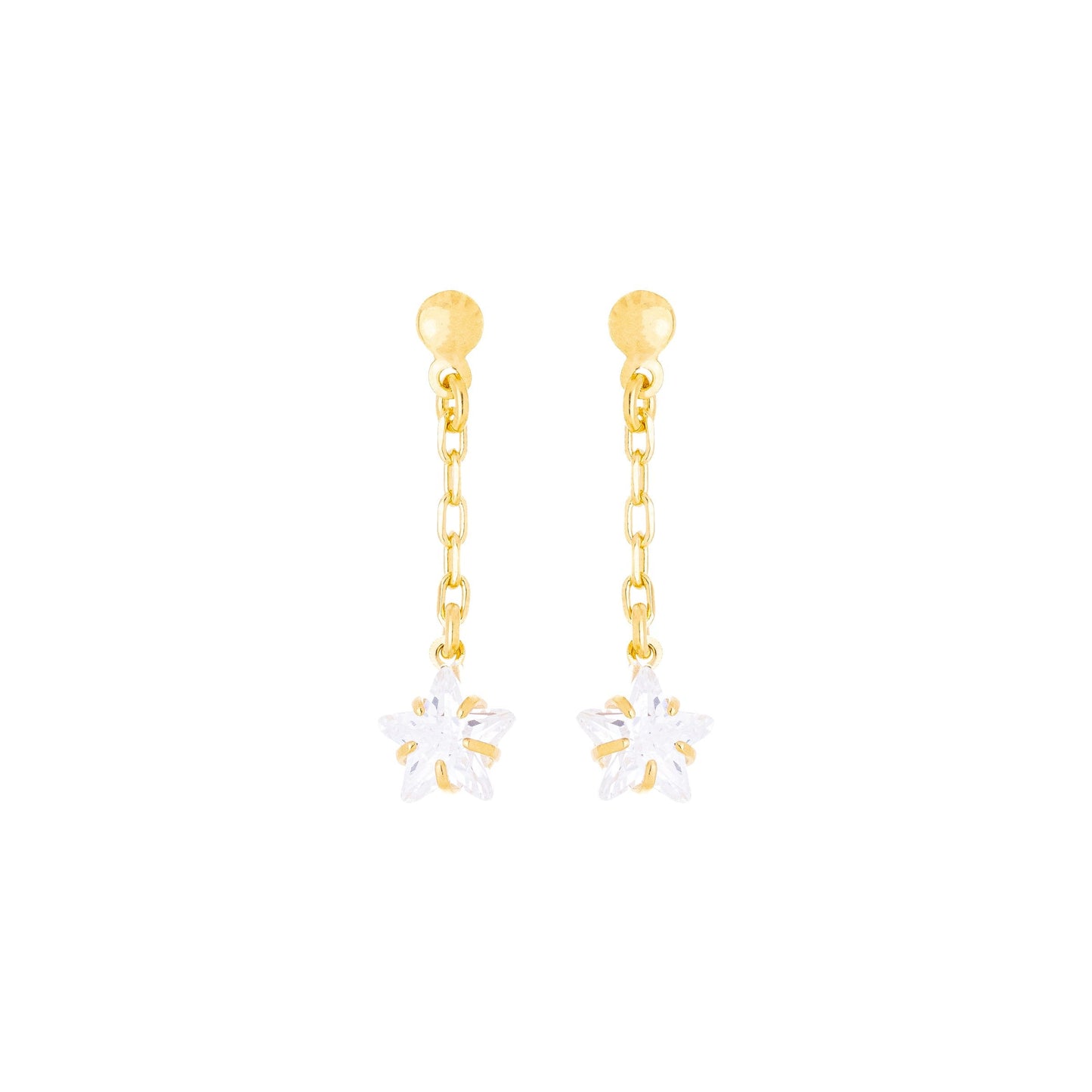 Brinco de corrente com pedra de estrela banhado a ouro 18k - Biju & Cia.