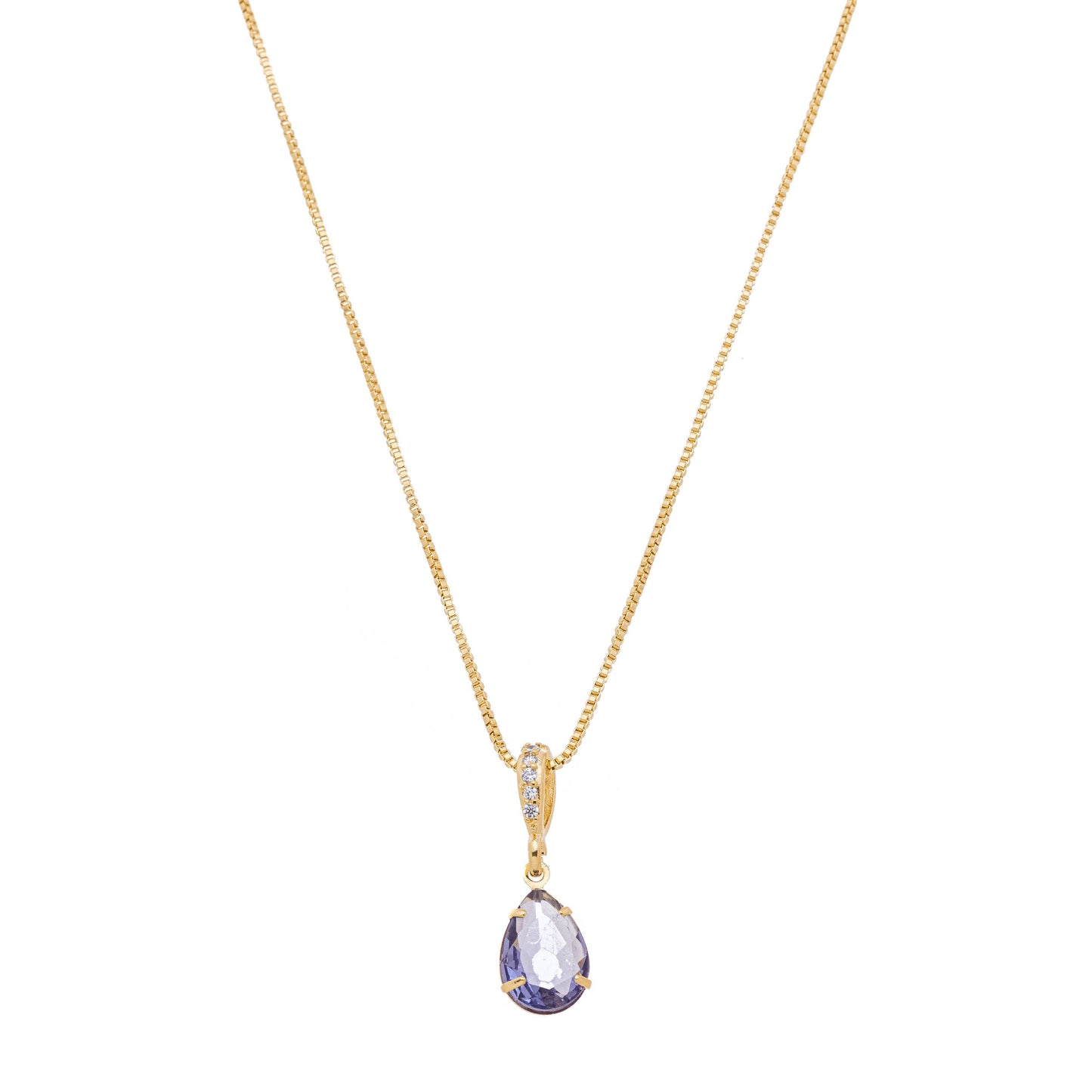 Gargantilha gota com pedra banhada a ouro 18k