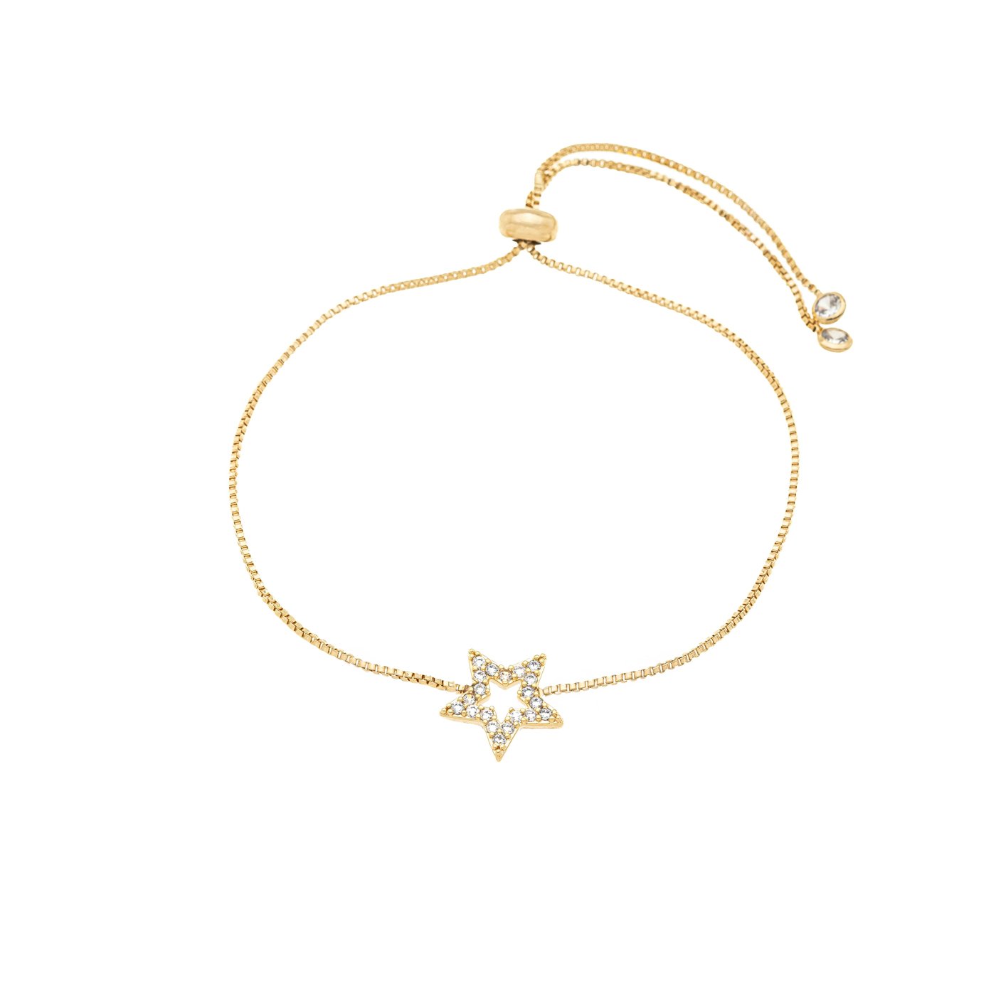 Pulseira regulável de estrela com zircônias banhada a ouro 18k - Biju & Cia.