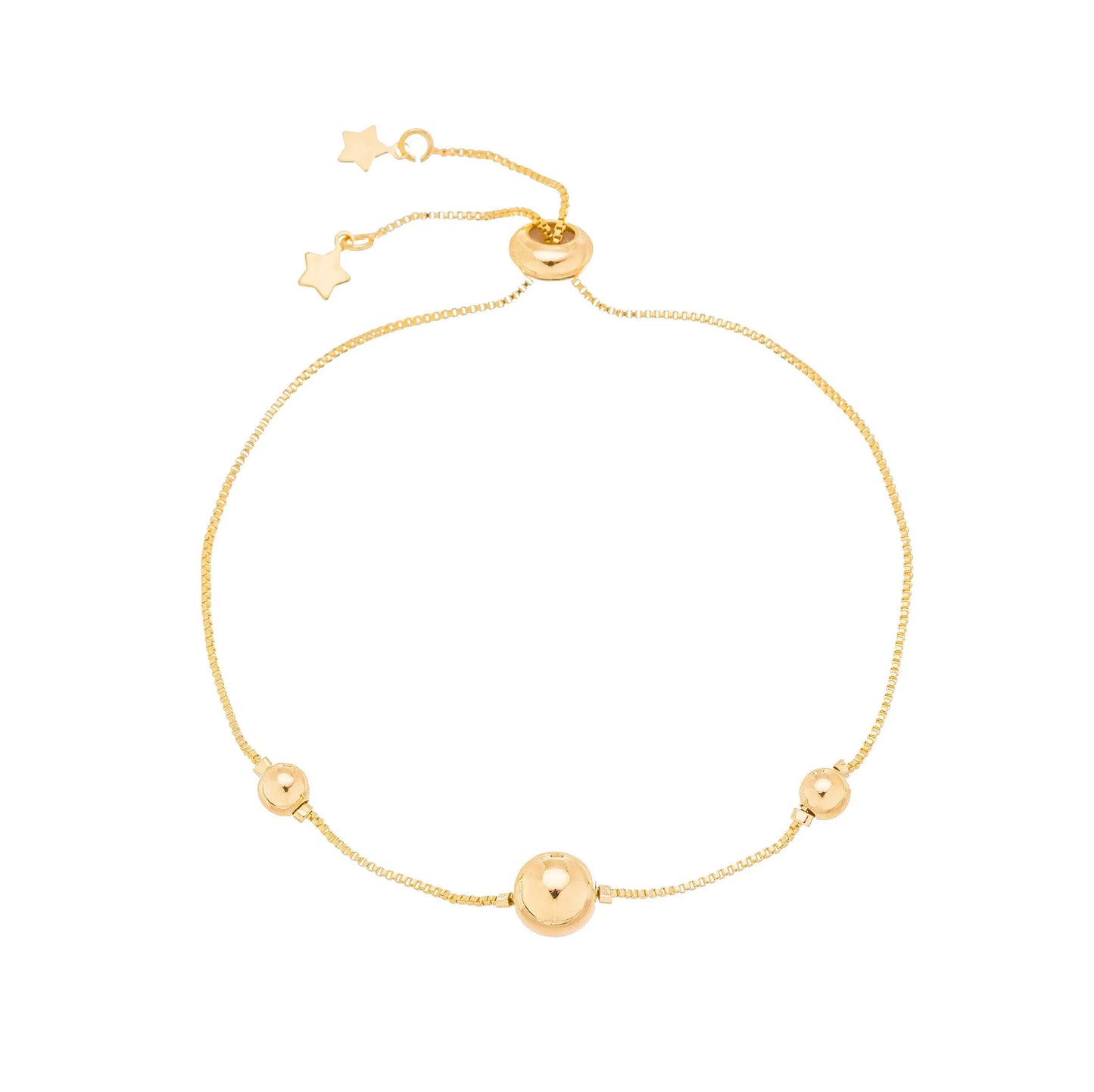 Pulseira regulável com bolas banhada a ouro 18k - Biju & Cia.