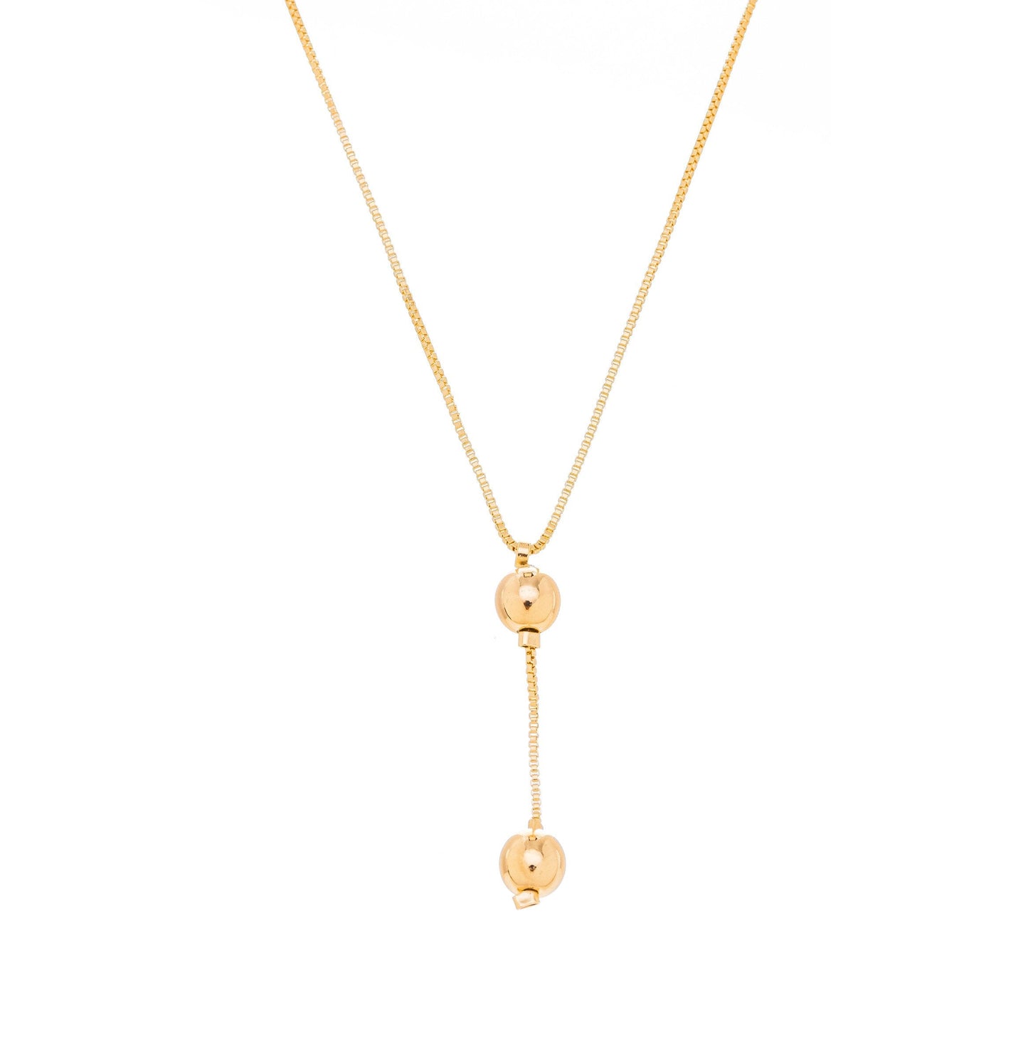 Gargantilha gravata com bolas banhada a ouro 18k - Biju & Cia.