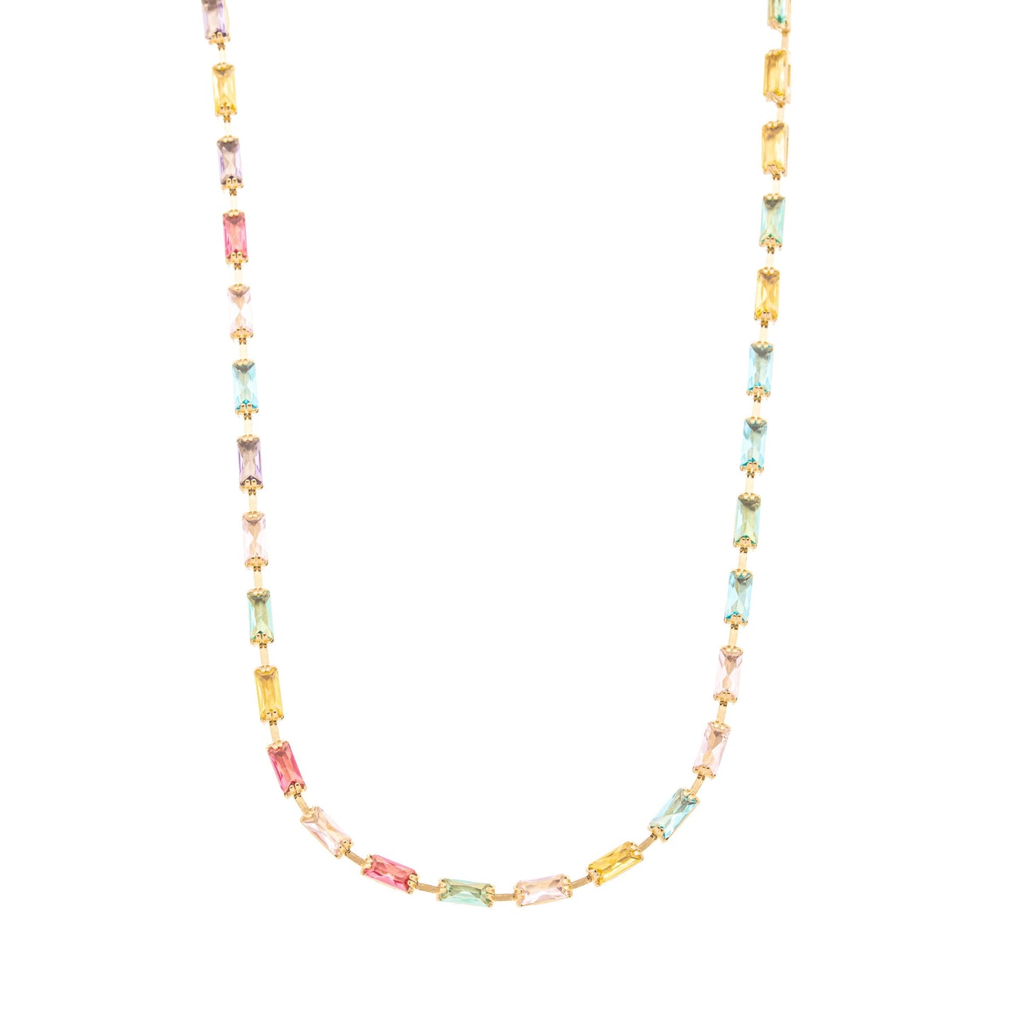 Gargantilha choker com zircônias coloridas banhada a ouro 18k - Biju & Cia.