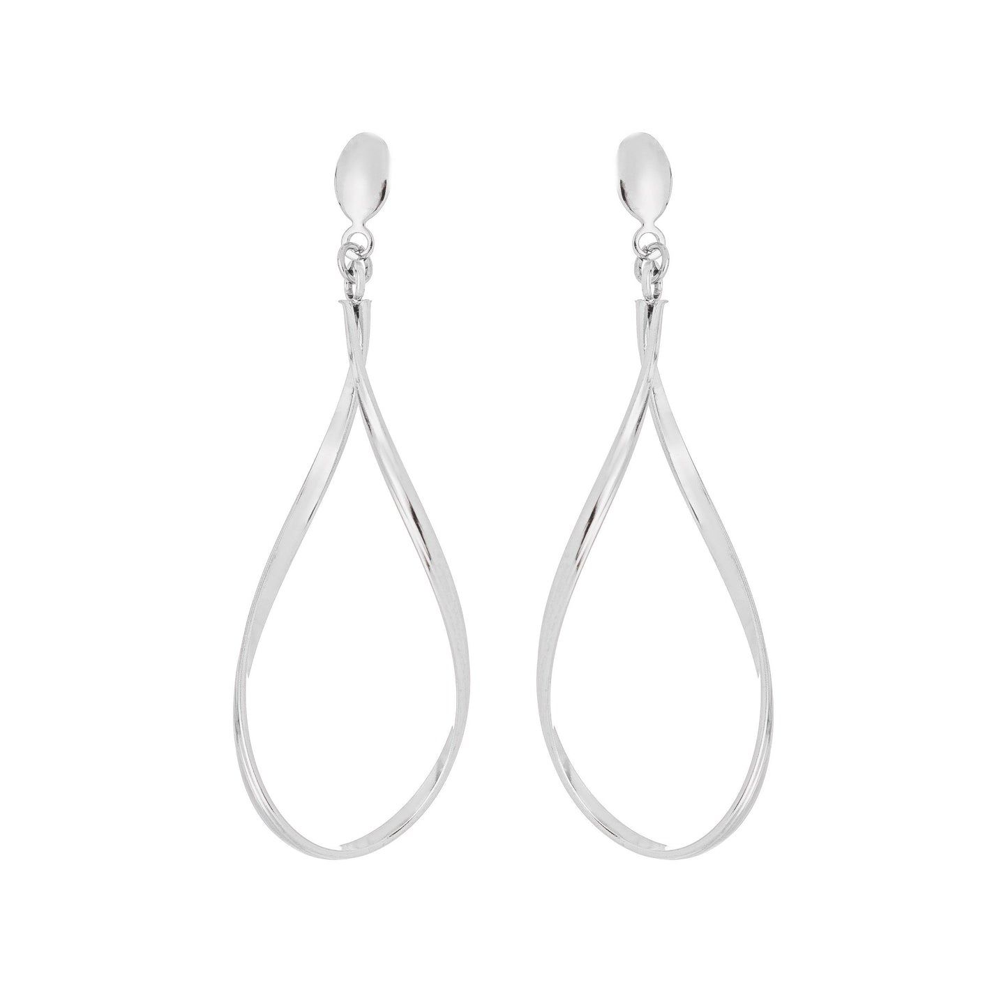 Brinco de fio torcido em formato de gota em aço inox - Biju & Cia.