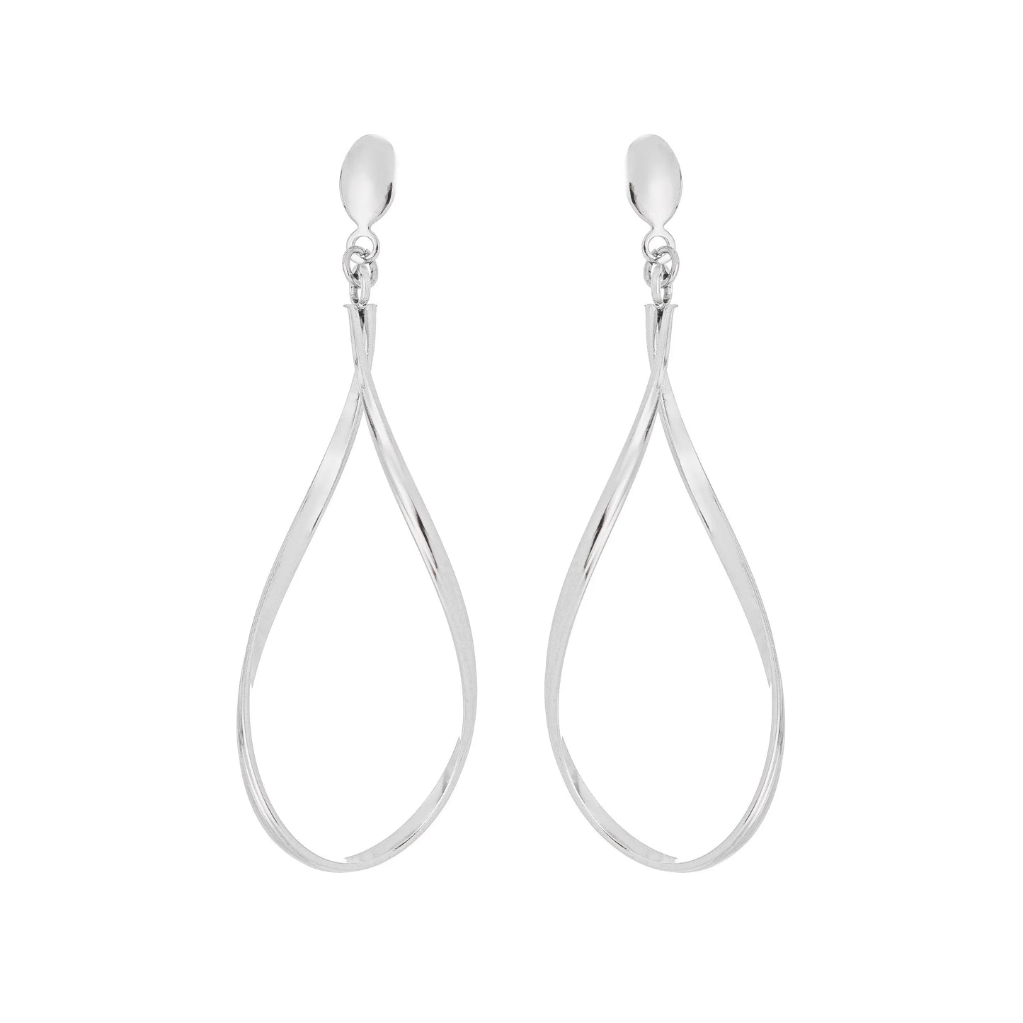 Brinco de fio torcido em formato de gota em aço inox - Biju & Cia.