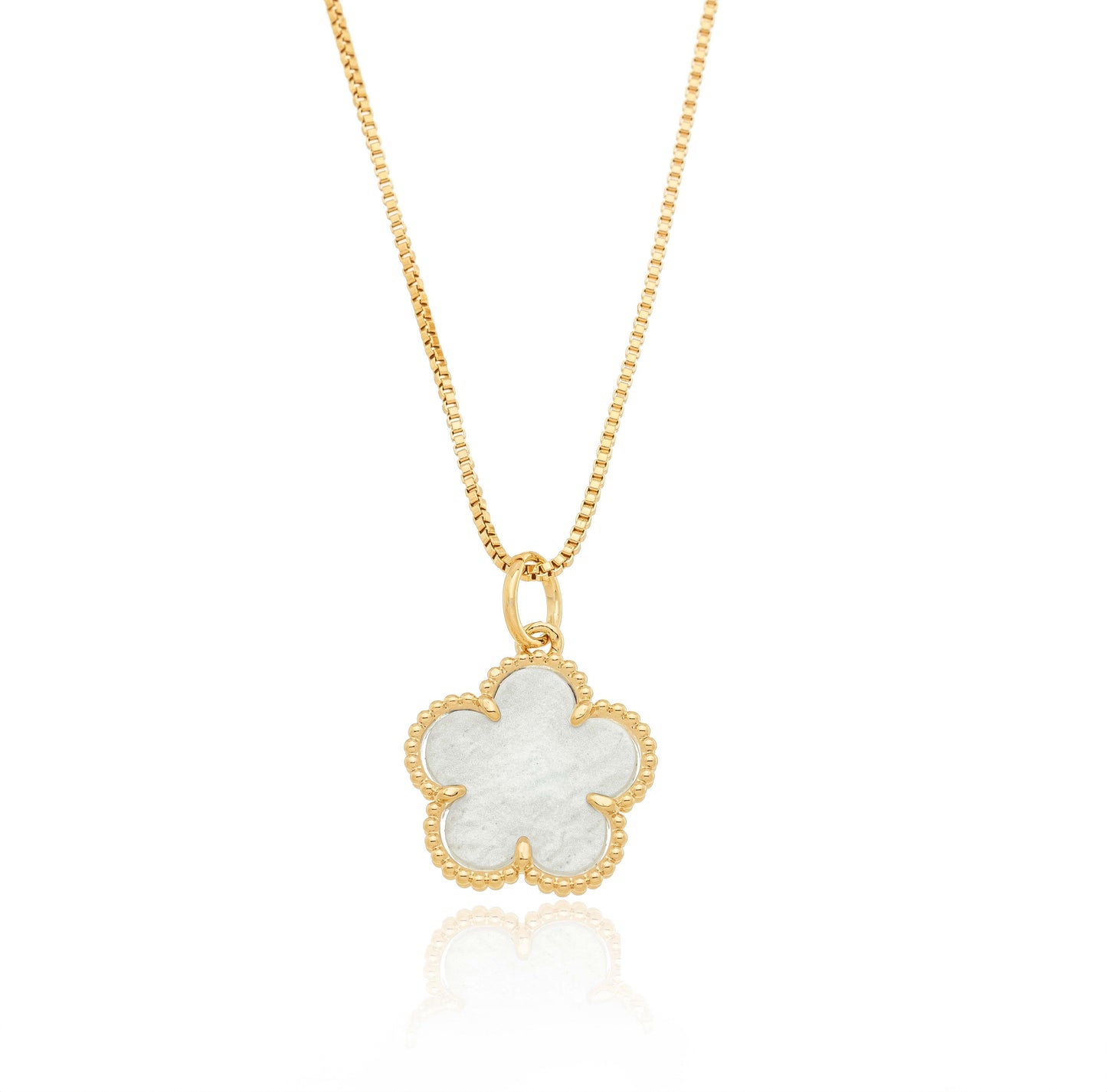 Gargantilha flor com acrílico banhada a ouro 18k - Biju & Cia.