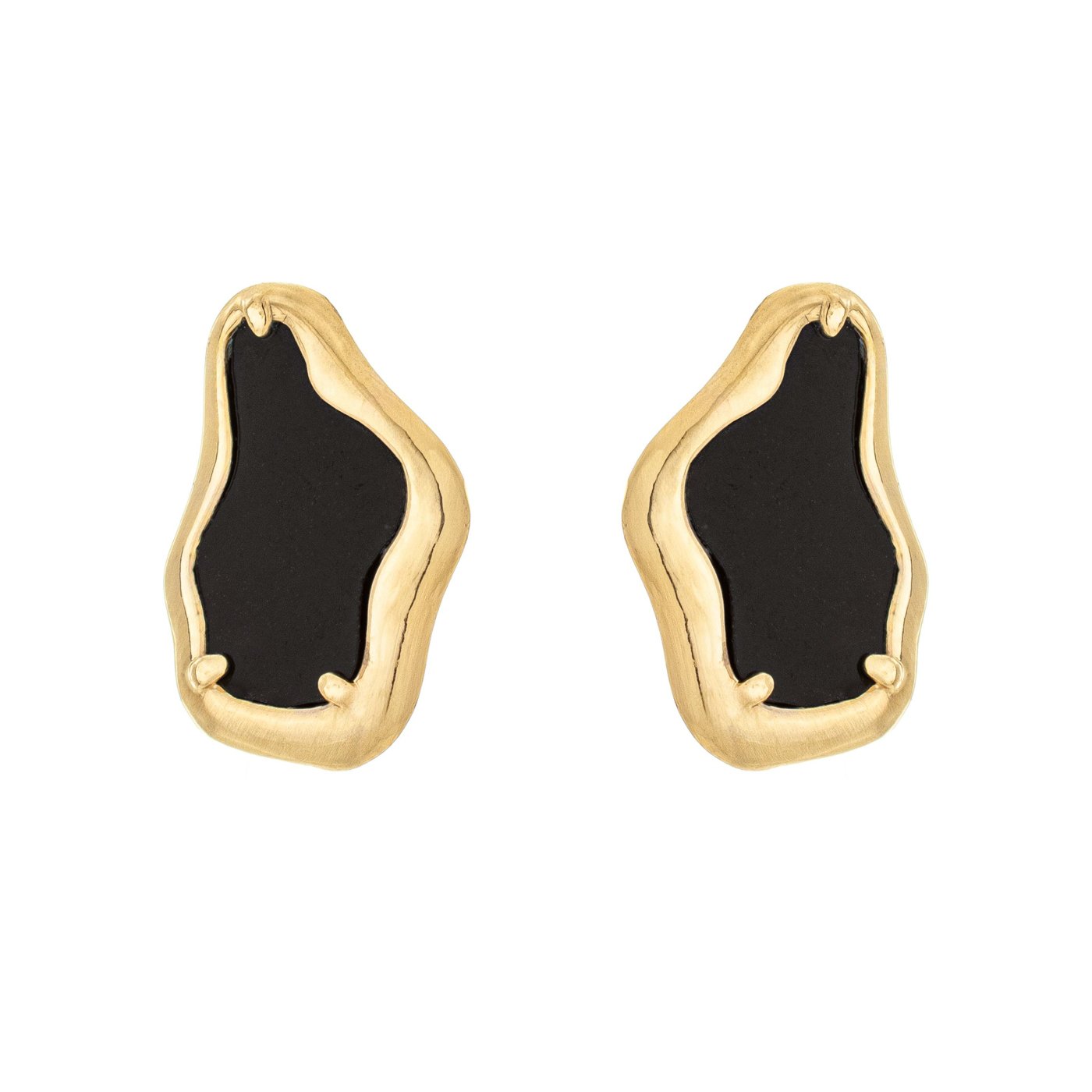 Brinco orgânico com acrílico banhado a ouro 18k - Biju & Cia.