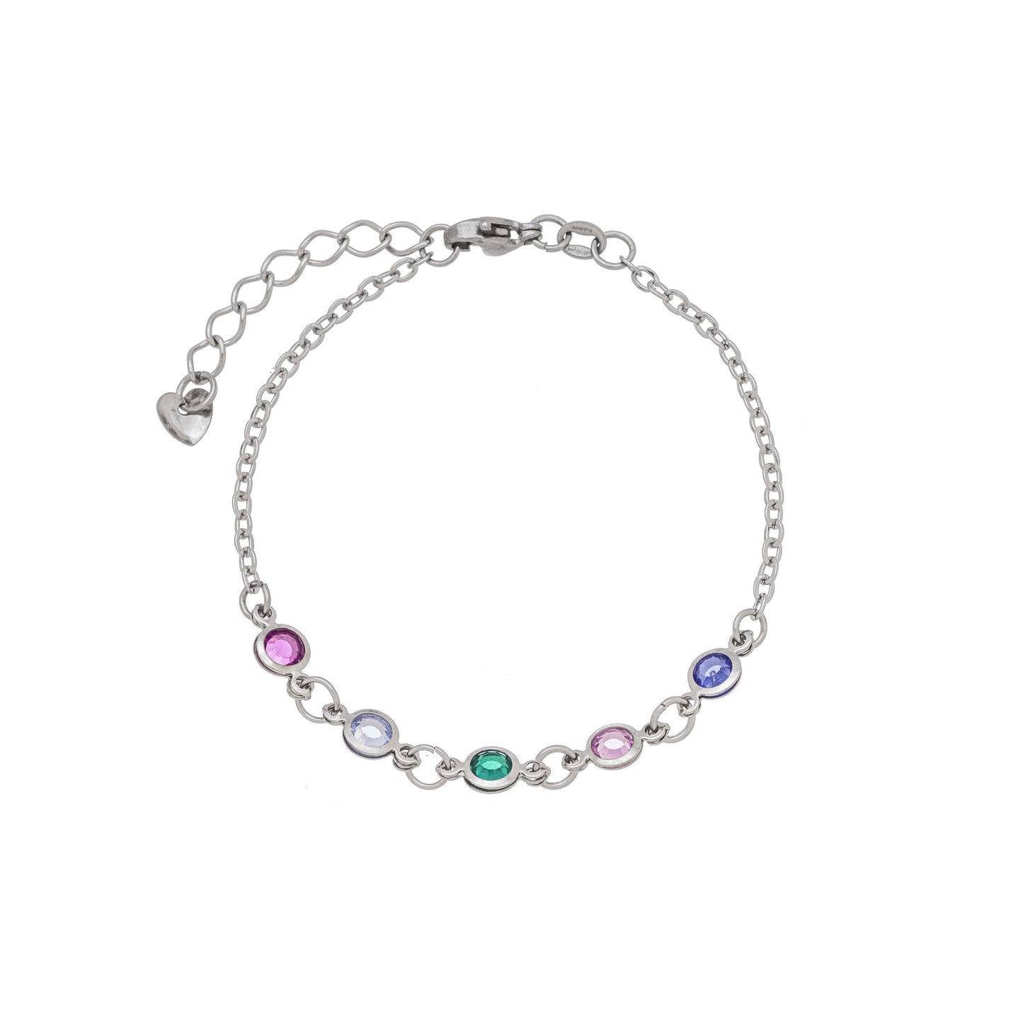 Pulseira com pedras coloridas em aço inox - Biju & Cia.