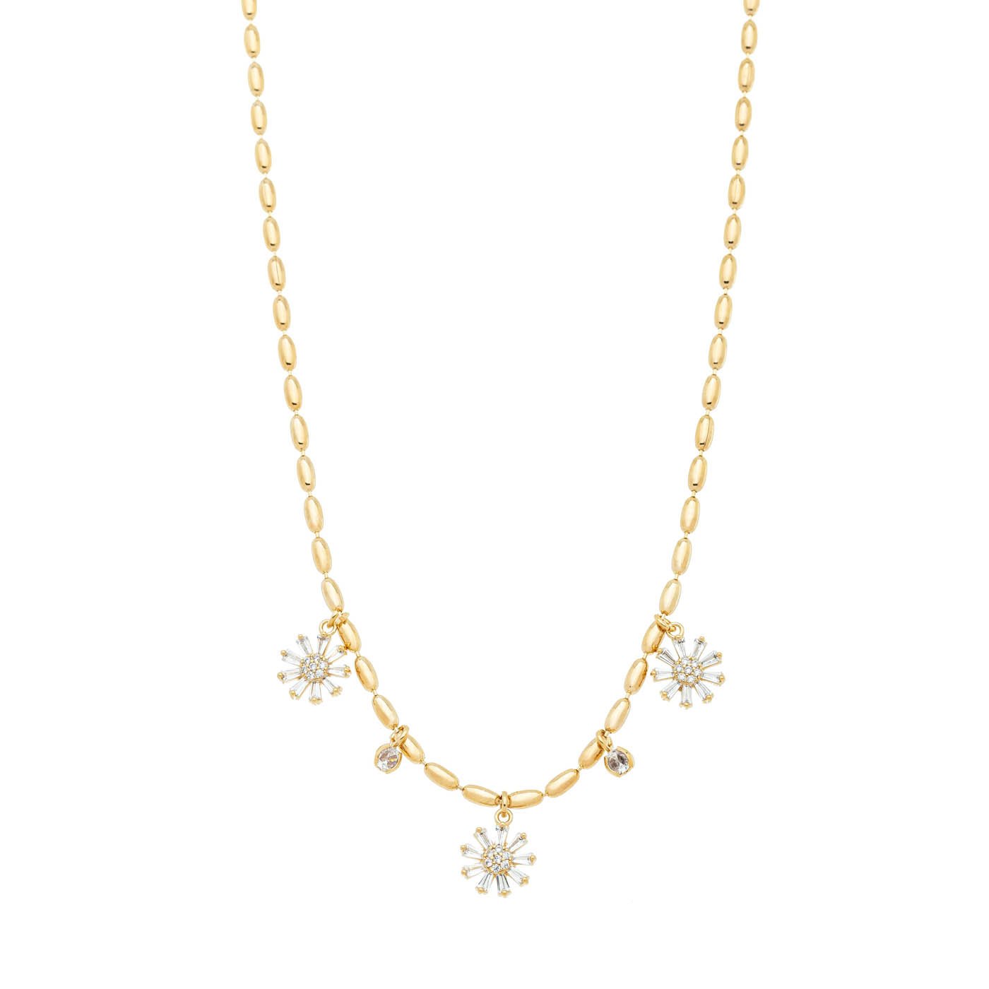 Gargantilha com flores banhada a ouro 18k - Biju & Cia.