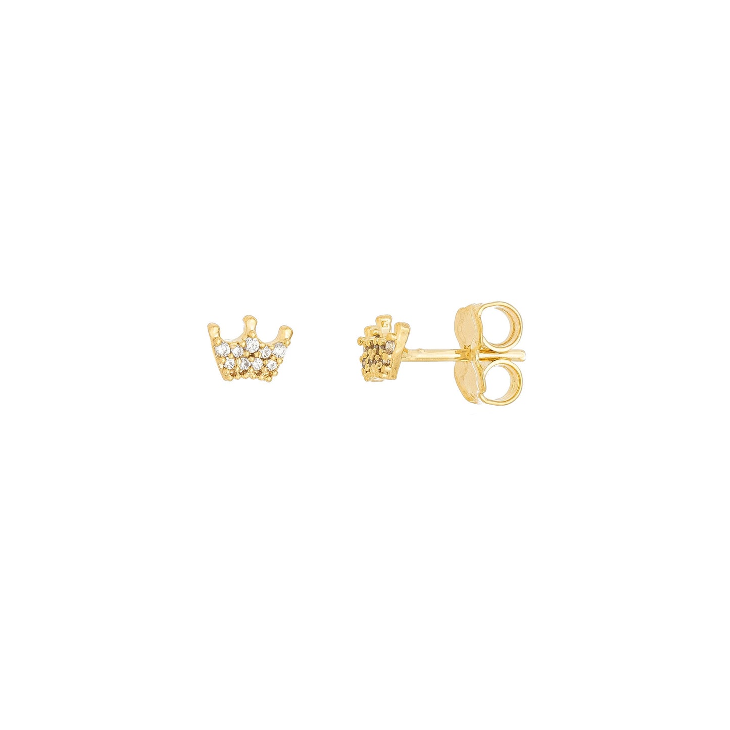 Brinco de coroa com zircônias banhado a ouro 18k - Biju & Cia.