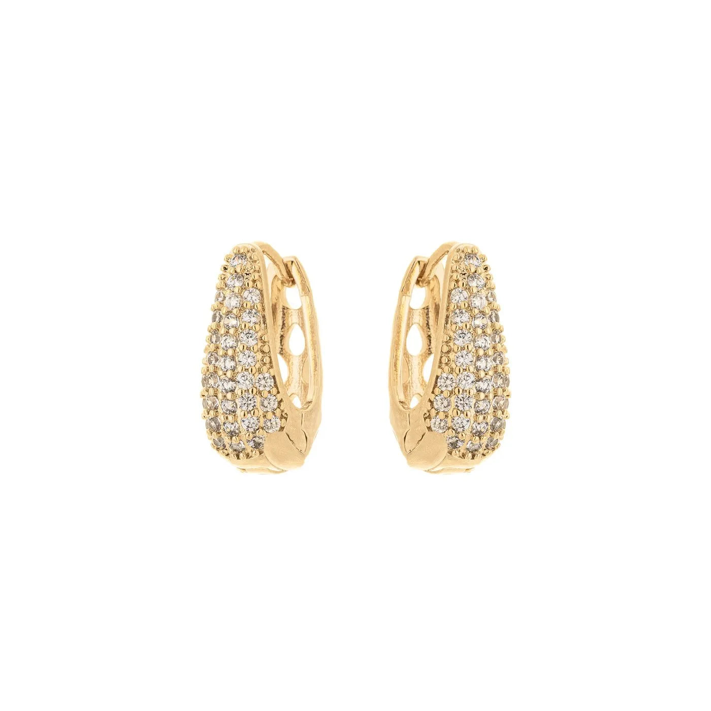 Argola oval articulada com zircônias banhada a ouro 18k - Biju & Cia.