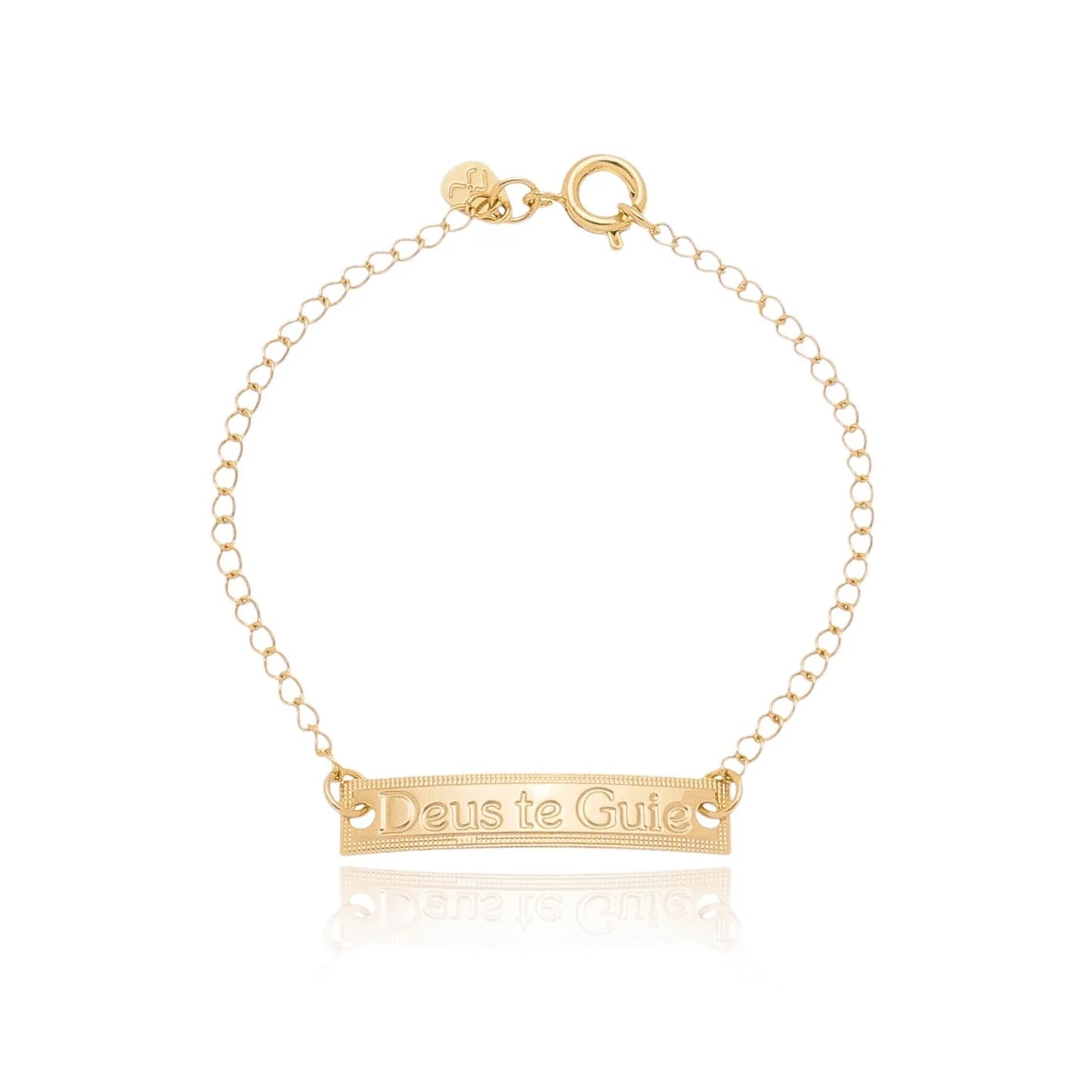 Pulseira infantil deus te guie banhada a ouro 18k