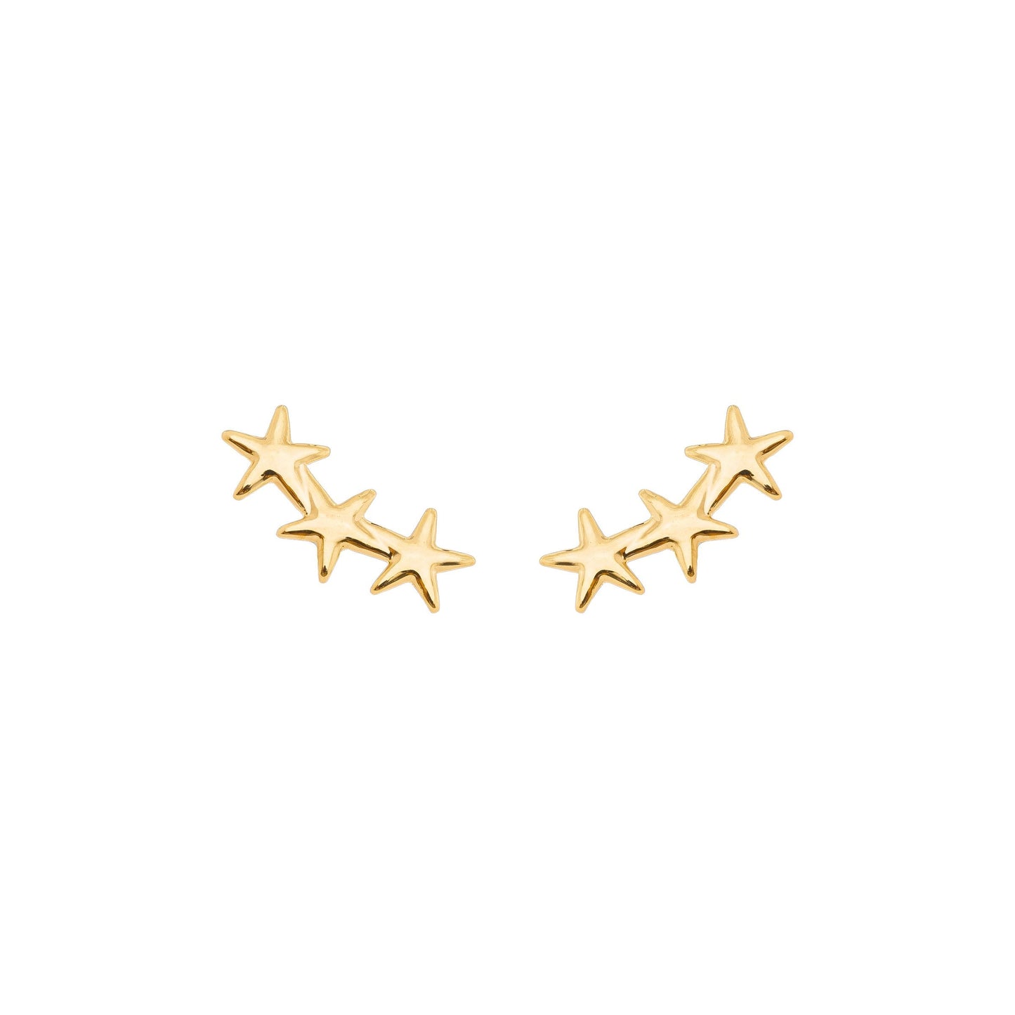 Brinco com 3 estrelas banhado a ouro 18k - Biju & Cia.
