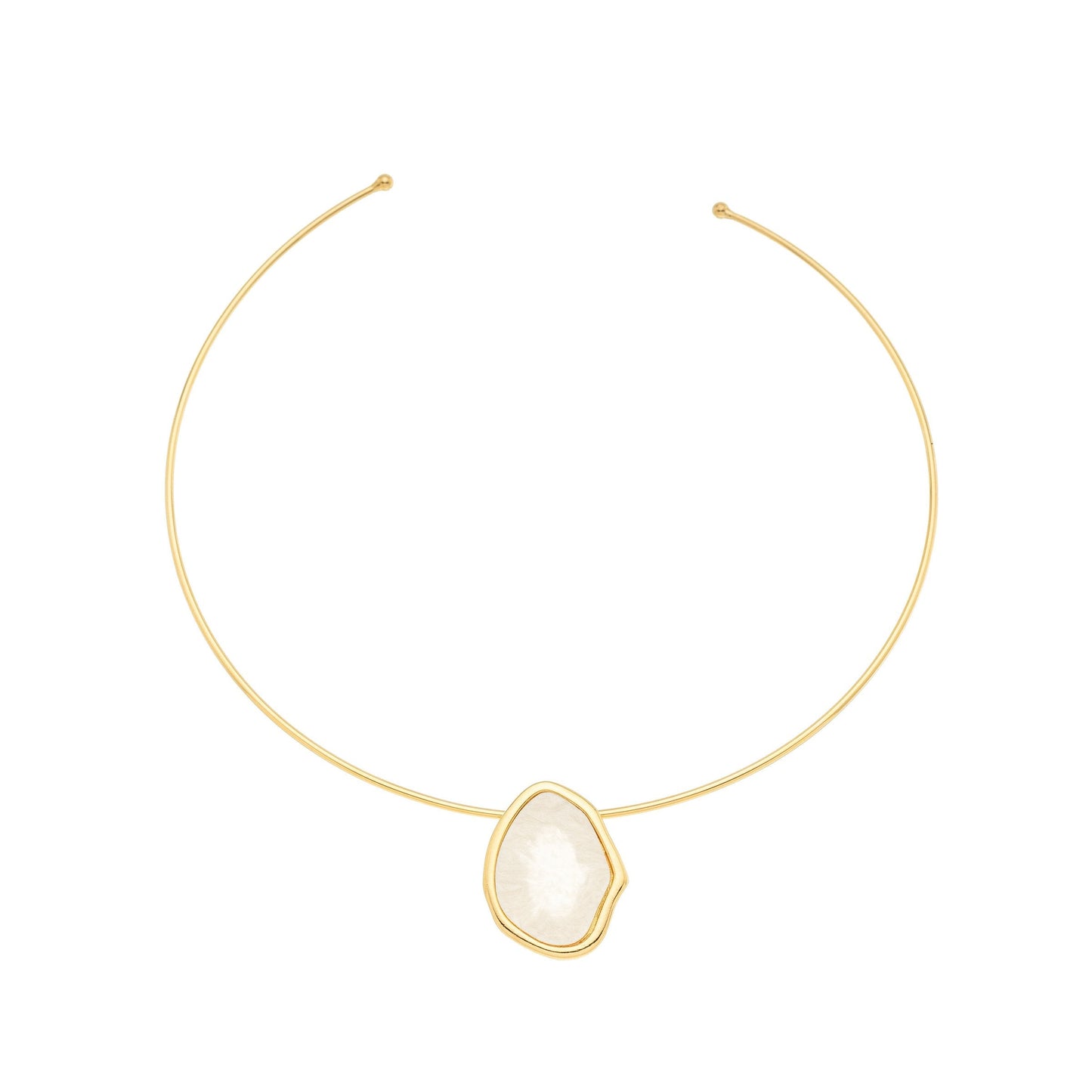 Choker de aro com pingente de madre pérola banhada a ouro 18k - Biju & Cia.
