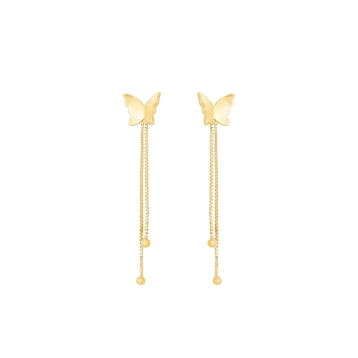 Brinco de corrente com borboleta banhado a ouro 18k - Biju & Cia.