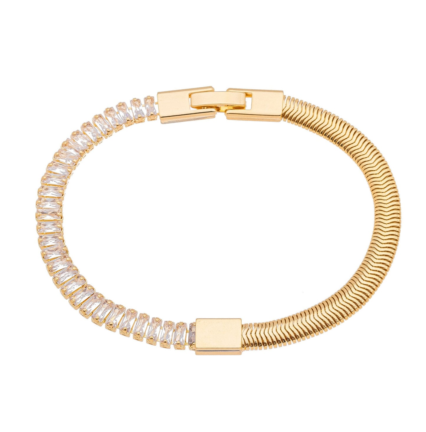 Pulseira lisa e com zircônias banhada a ouro 18k - Biju & Cia.