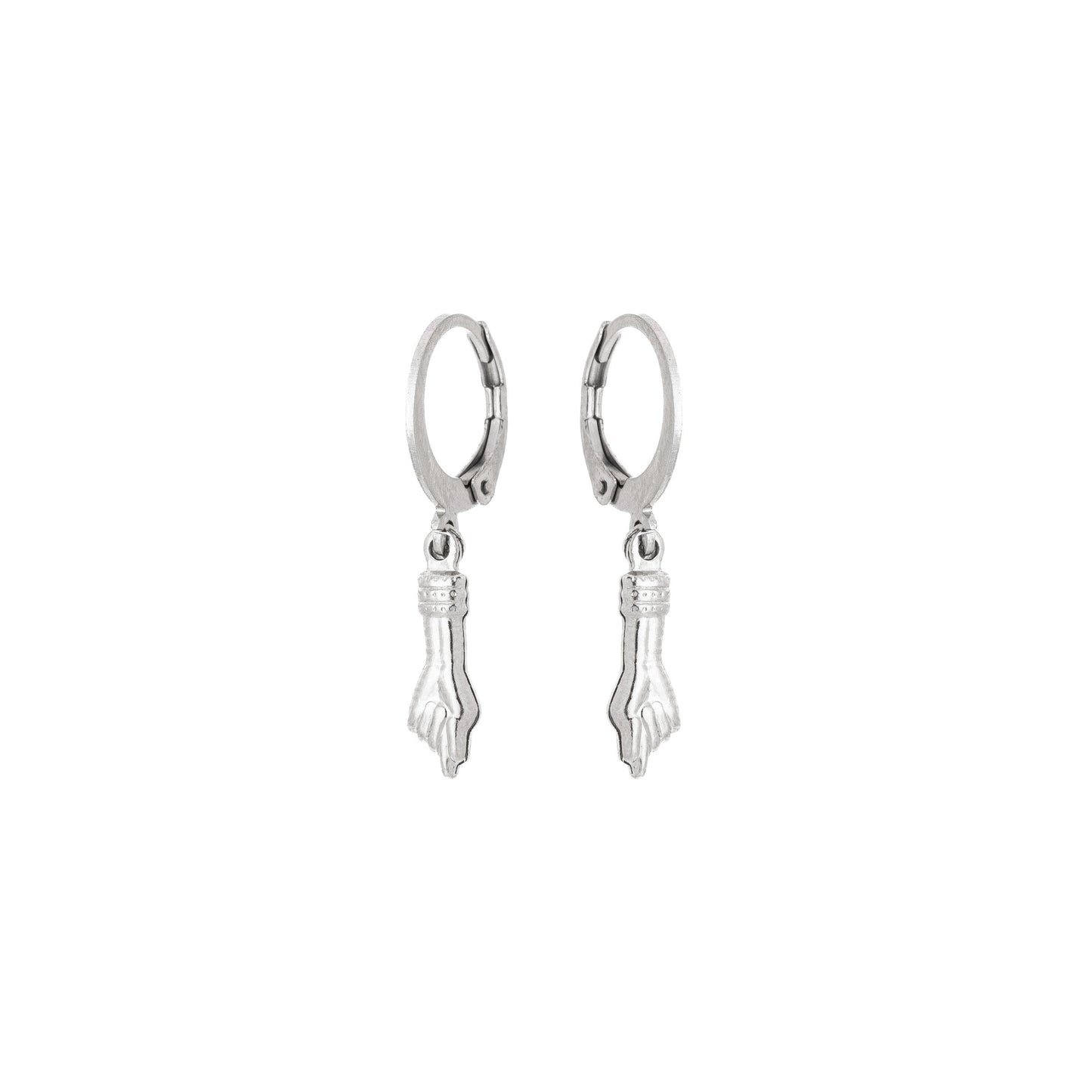 Brinco de argola com pingente de figas em aço inox - Biju & Cia.