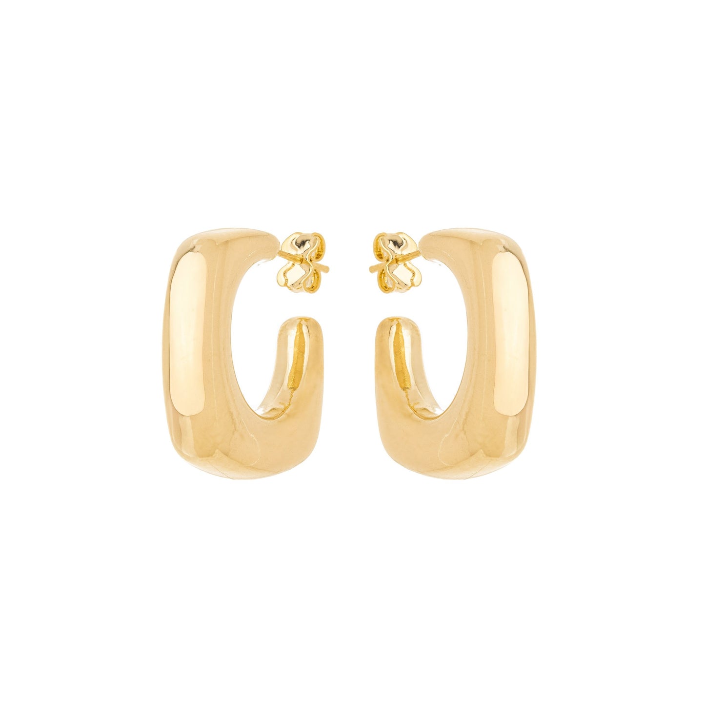 Argola tubo quadrada banhada a ouro 18k - Biju & Cia.