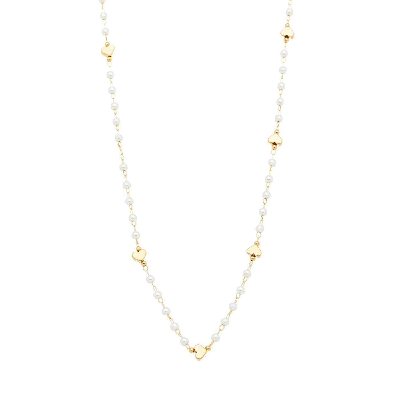 Choker pérola e corações banhada a ouro 18k - Biju & Cia.