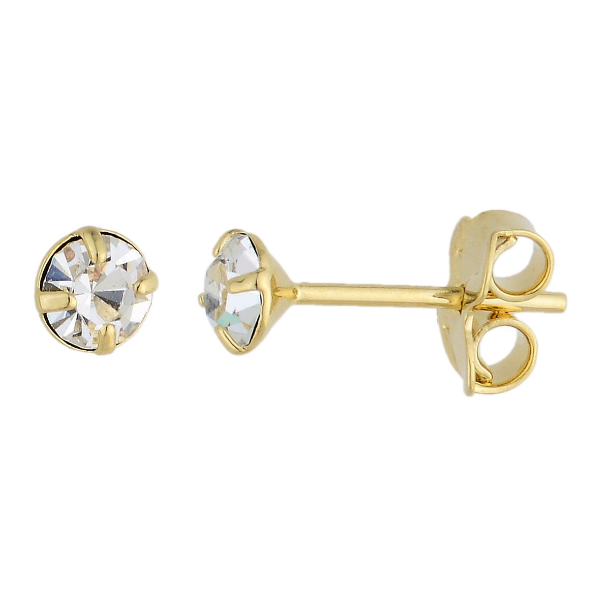 Brinco de ponto de luz de 4mm banhado a ouro 18k - Biju & Cia.