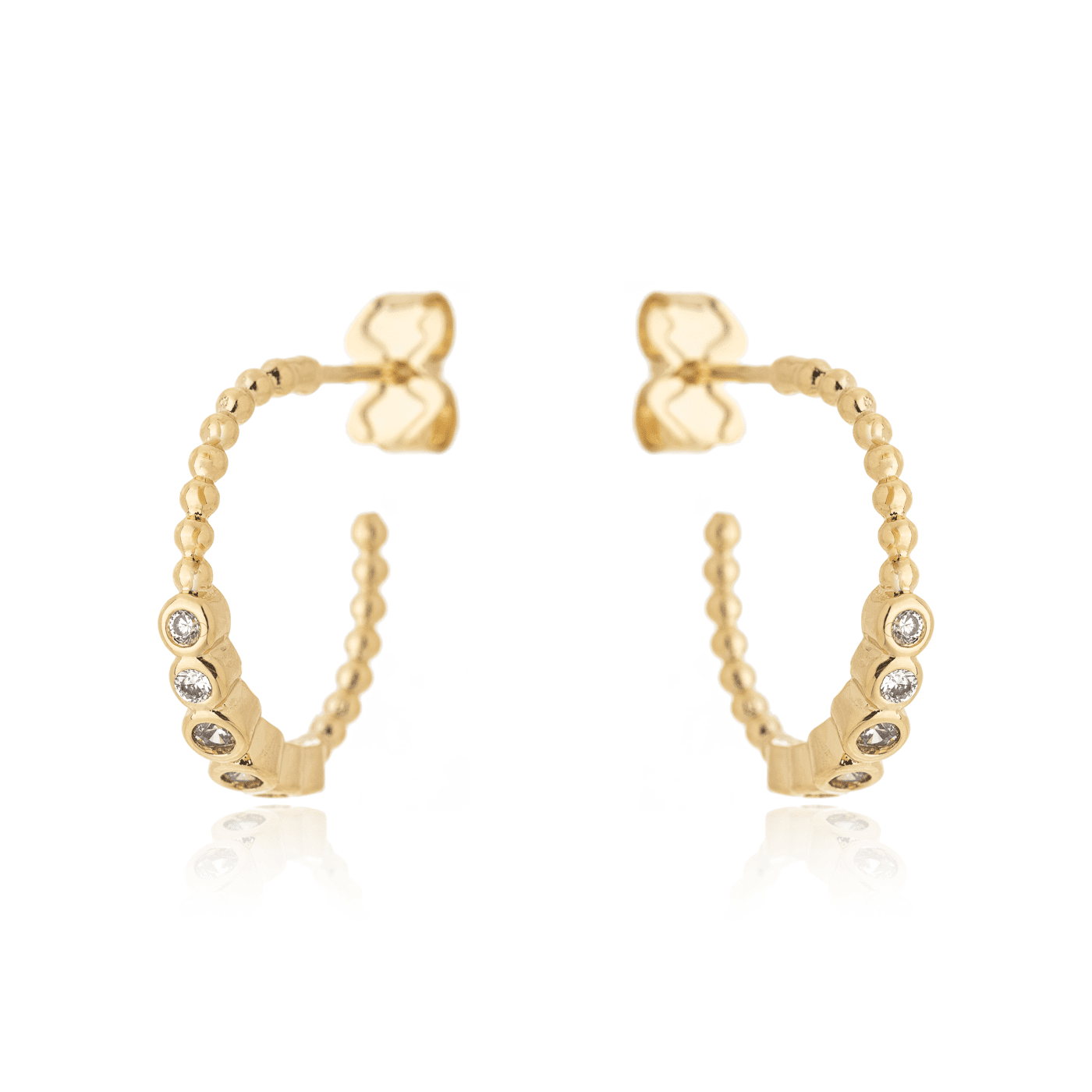 Brinco de argola com zircônias banhado a ouro 18k - Biju & Cia.