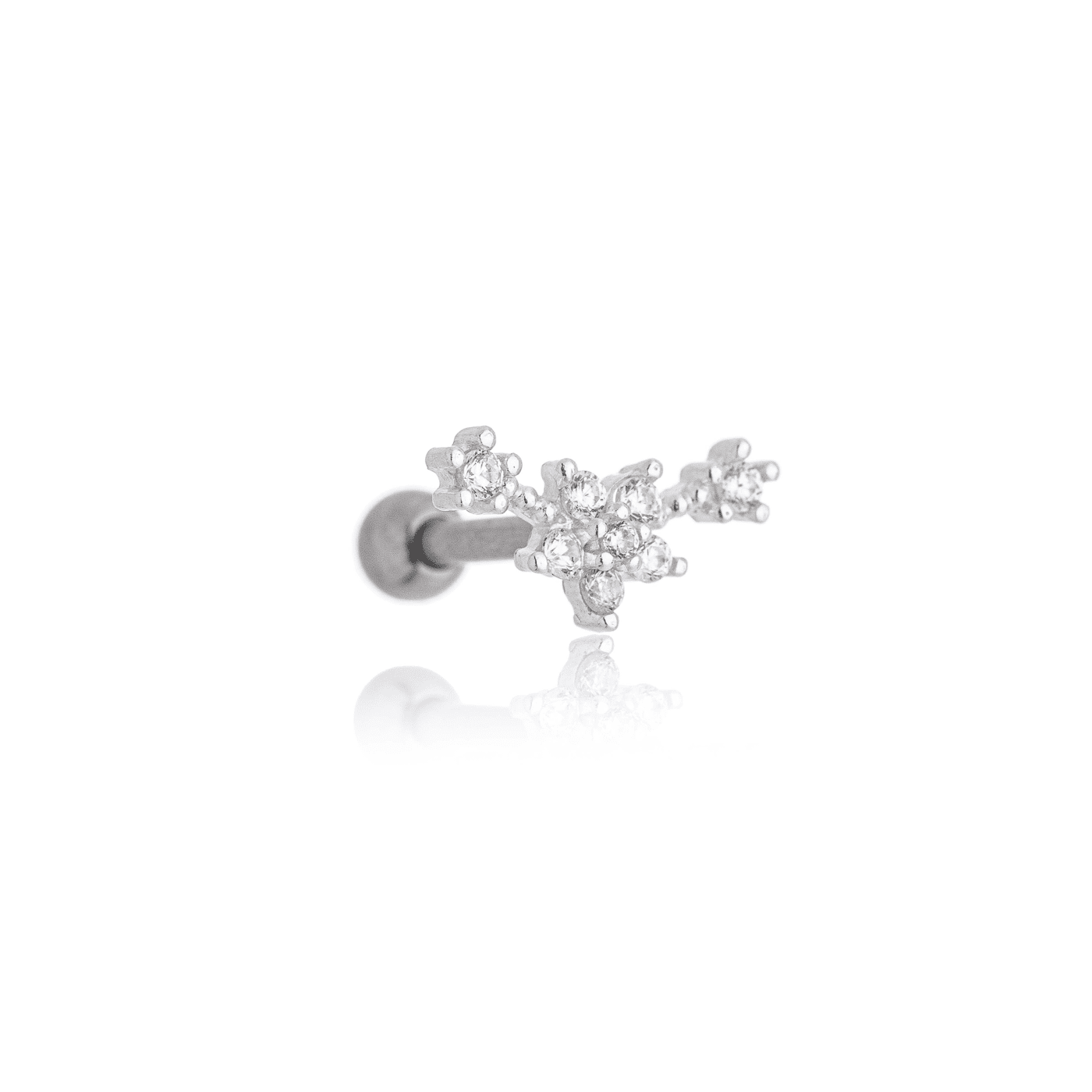 Piercing florzinhas com zircônias em prata 925 - Biju & Cia.
